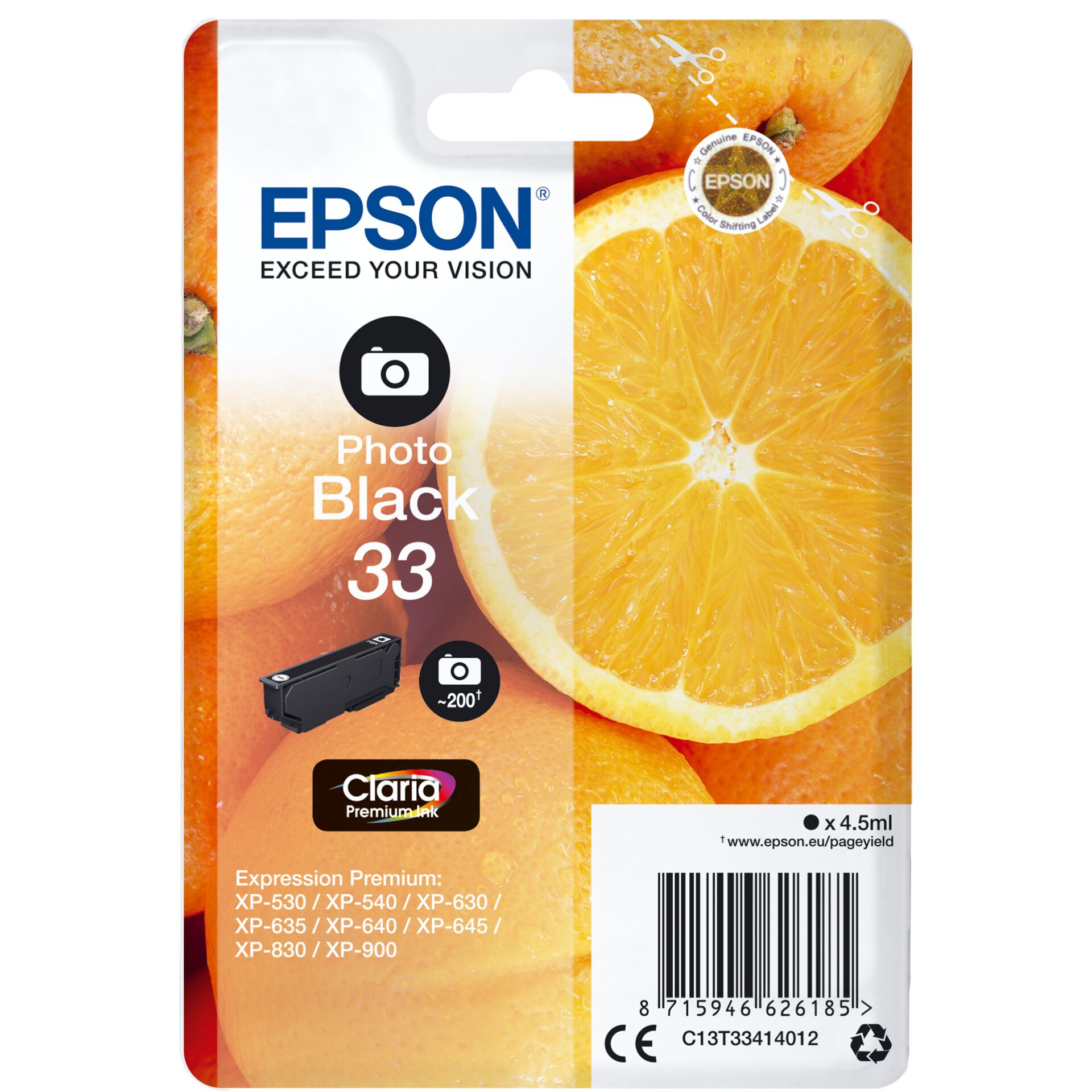 Epson Tinte 33 schwarz photo Kapazität 4.5ml
