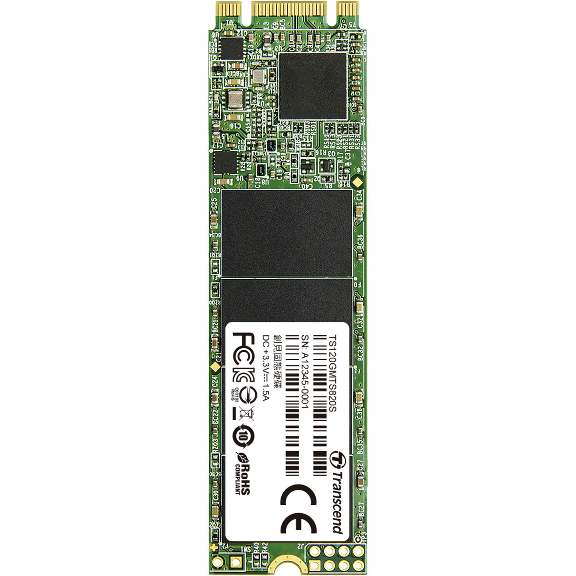 120 GB SSD Transcend MTS820S, 80mm M.2 SATA 6Gb/s lesen: 550MB/s, schreiben: 420MB/s