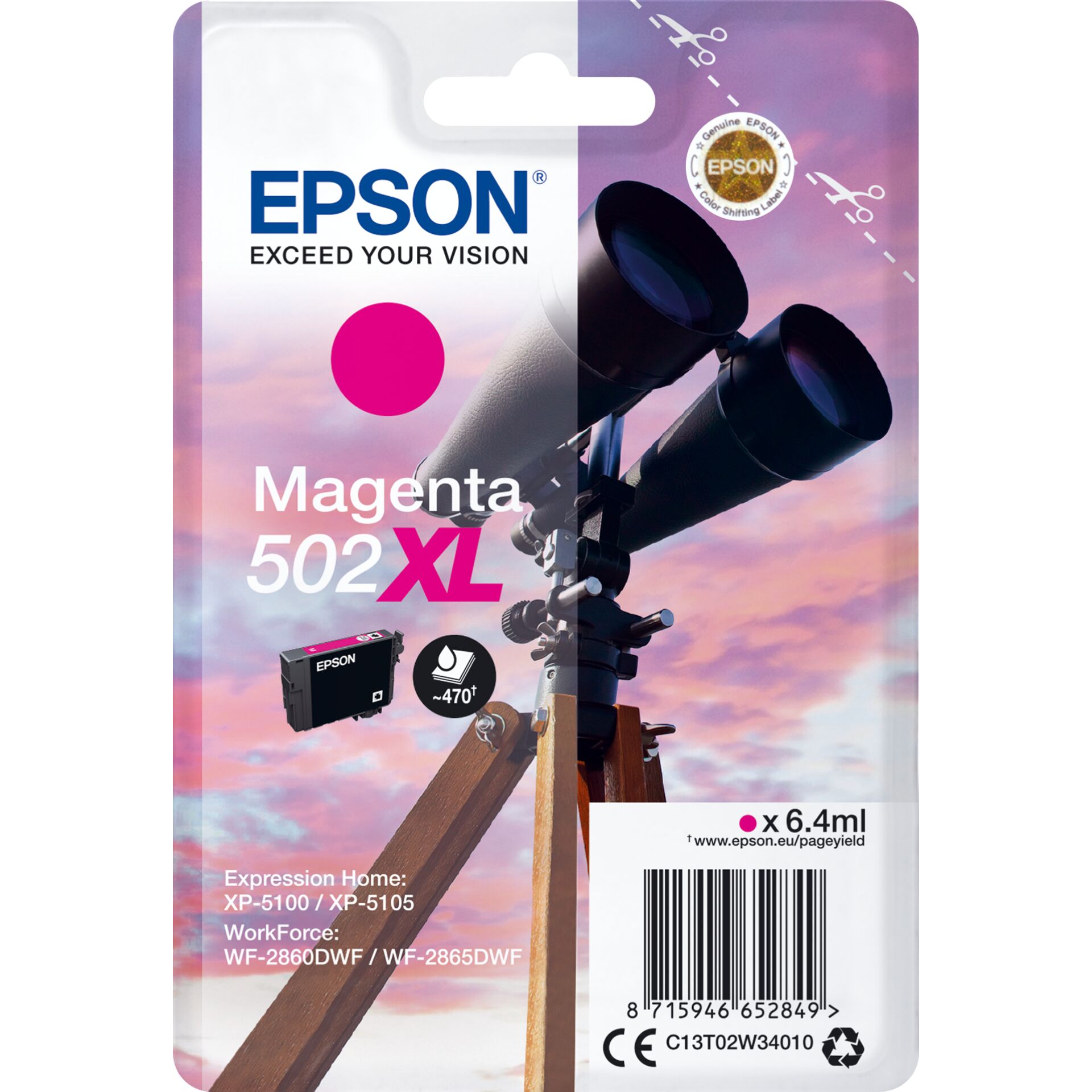 Epson Tintenpatrone magenta 502 XL                    T 02W3