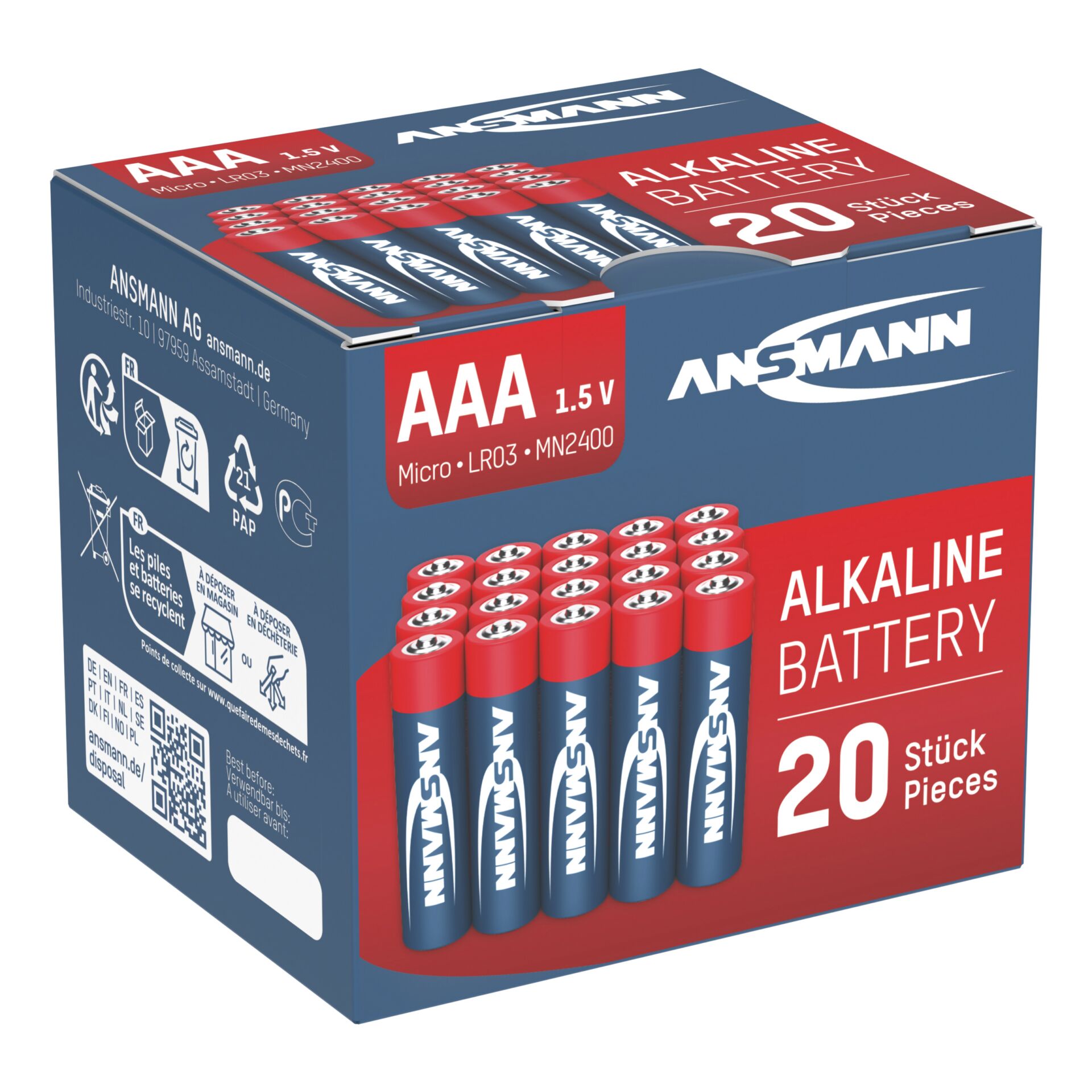 Ansmann Alkalinebatterie Micro AAA red-line 20 Stück 