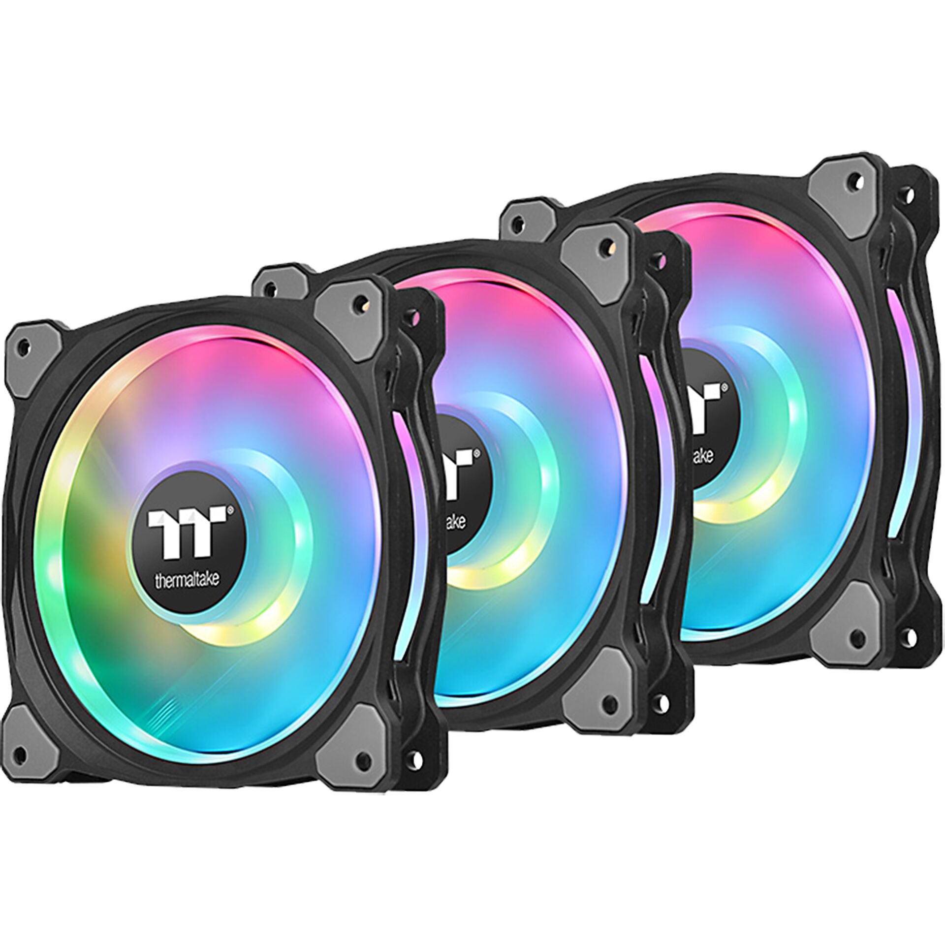 Thermaltake Riing Duo 14 LED RGB Radiator TT Premium Edition 3er-Pack, 140x140x25mm (BxHxT), 103m³/h (60.62 CFM), 26.2dB(A), Vibrationsdämpfer