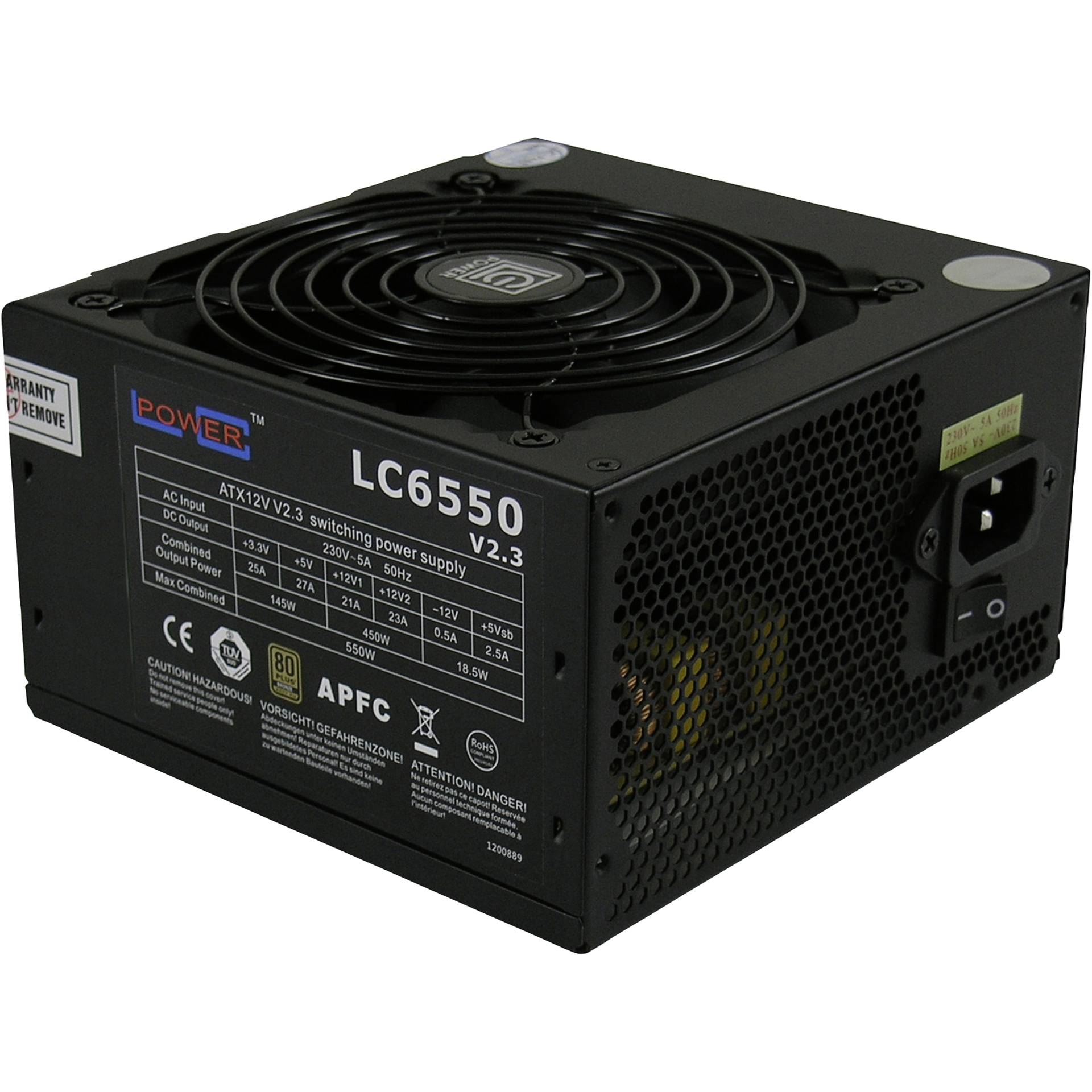 550W LC-Power LC6550 V2.3 Super Silent ATX 2.3 Netzteil, 80 PLUS Bronze