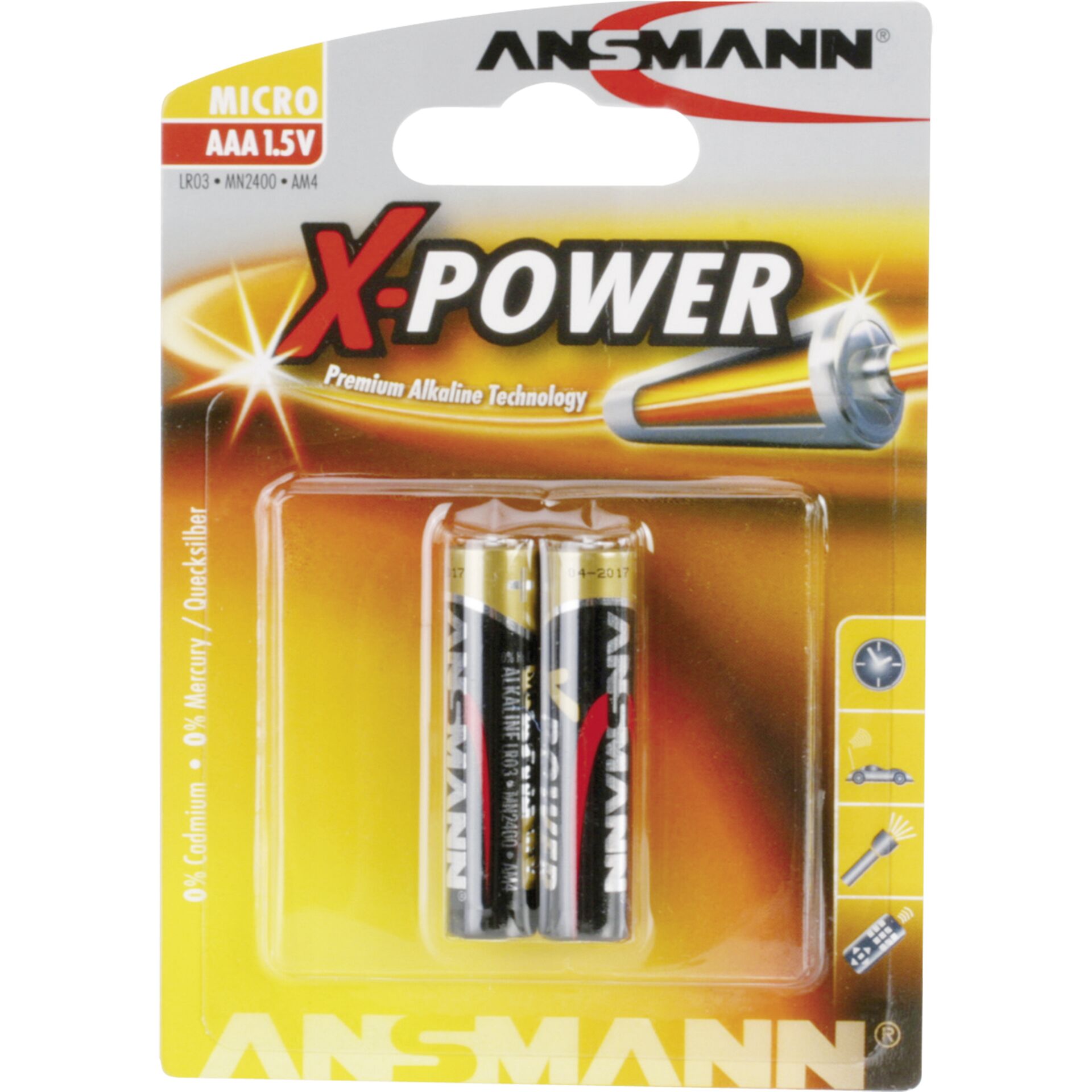 Ansmann Alkalinebatterie Micro AAA X Power 2 Stück günstig bei