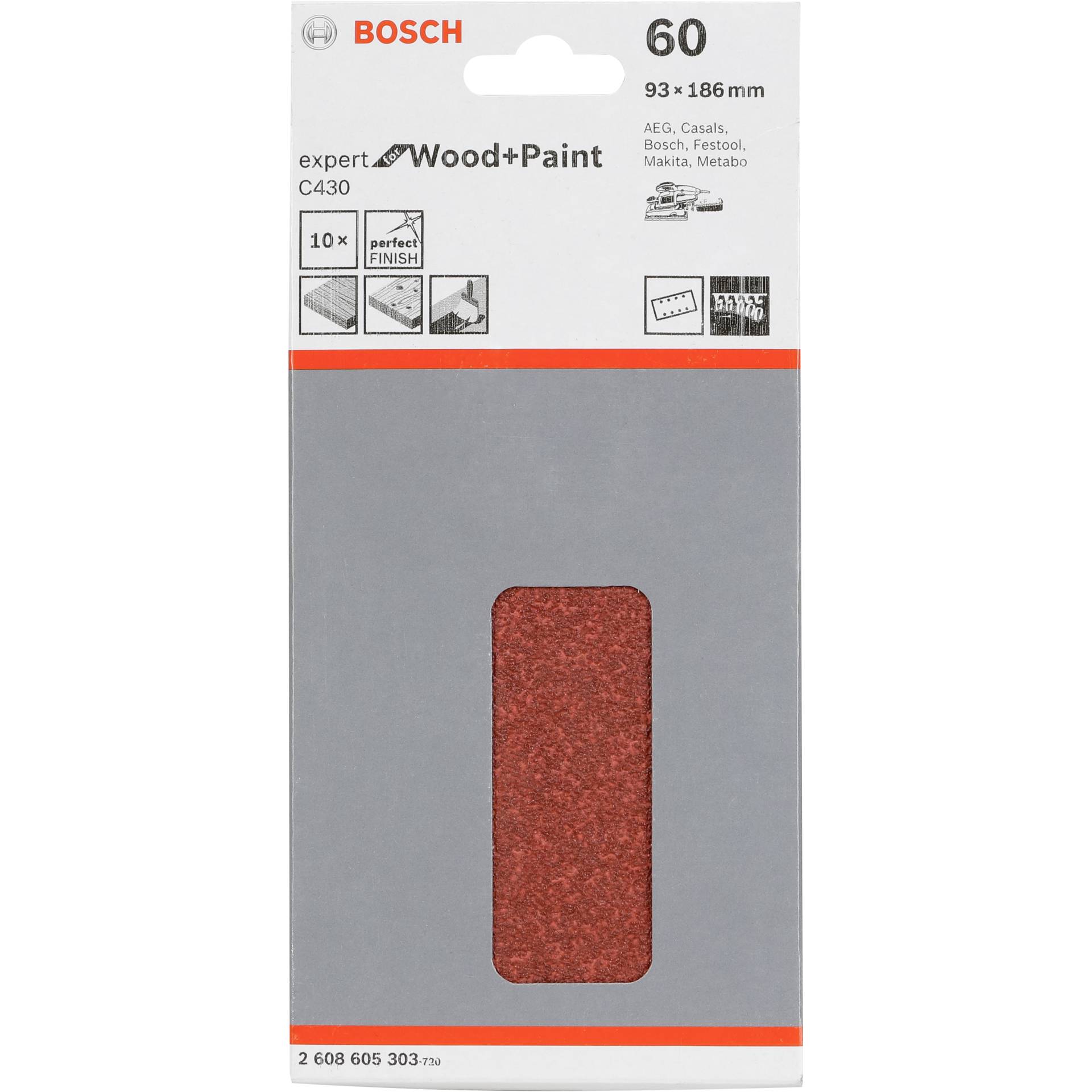 Bosch Schleifblatt C 430 Holz + Lack 93x186MM Körnung 60 10 St.