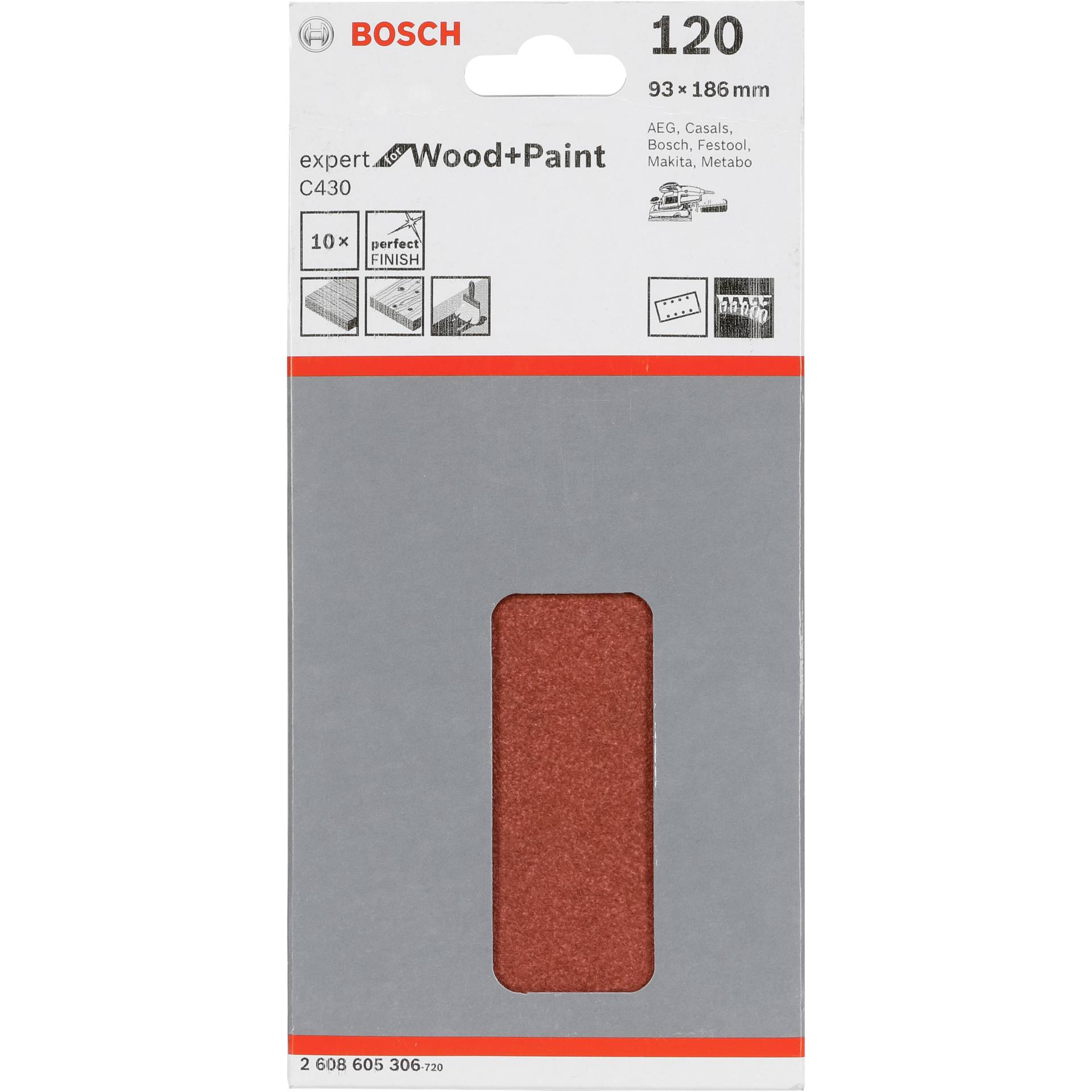Bosch Schleifblatt C 430 Holz + Lack 93x186MM Körnung 120 10 St.