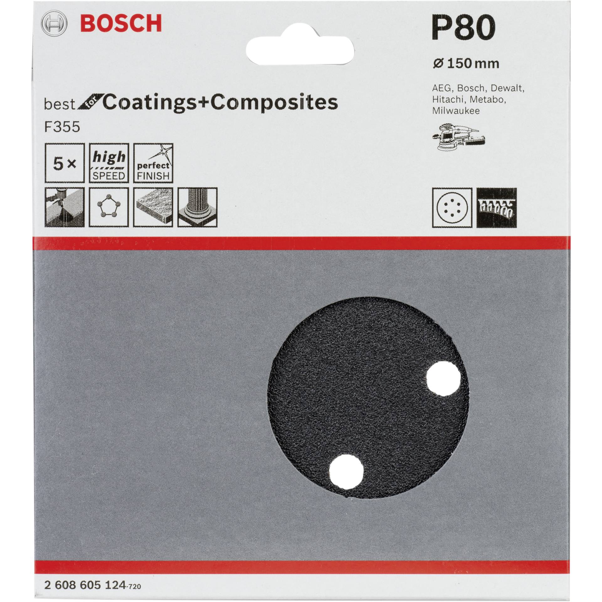 Bosch 2 608 605 124 Schleifmaschinenzubehör 5 Stück(e) Tellerschleifer