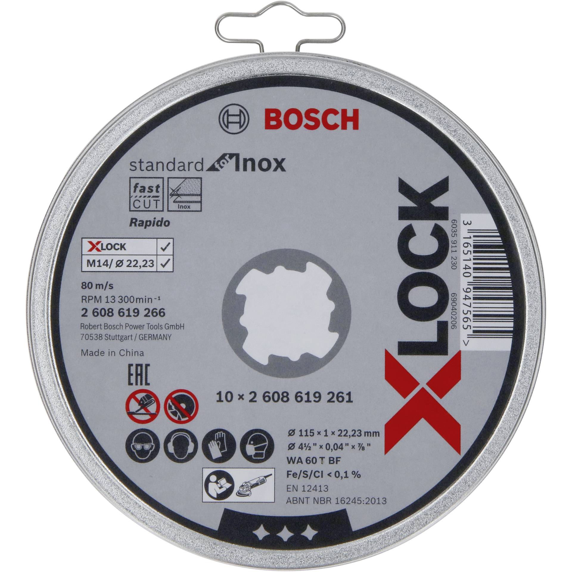 Bosch X-LOCK Trennsch.Dose10x115 1mm Std Inox