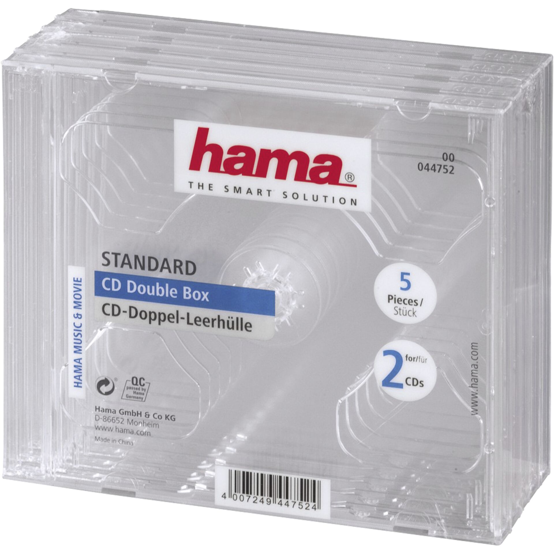 Hama CD-Double-Box 5er-Pack Transparent Jewel-Case     44752