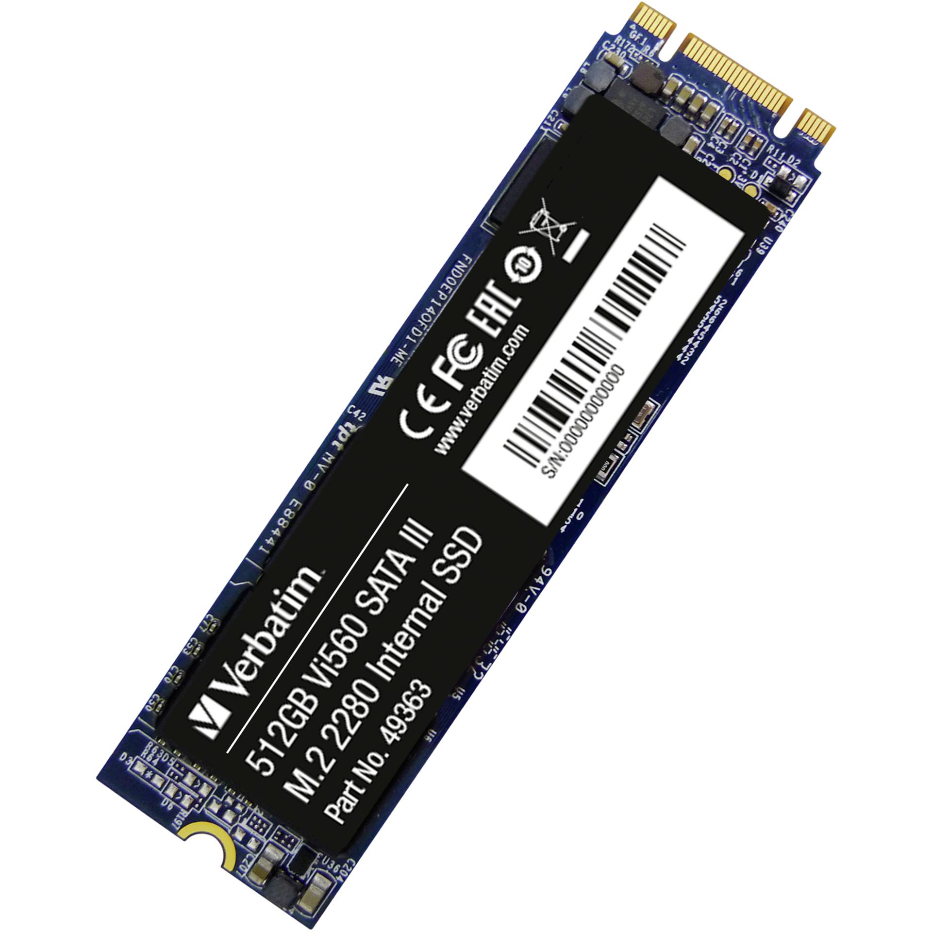 512 GB SSD Verbatim Vi560 S3 SSD, M.2/B-M-Key (SATA 6Gb/s), lesen: 560MB/s, schreiben: 520MB/s, TBW: 240TB