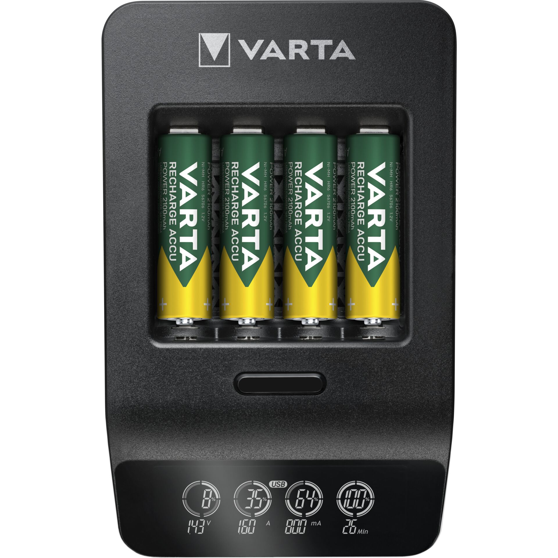 Varta LCD Smart Charger+ für AA/AAA und USB-Geräte schwarz 