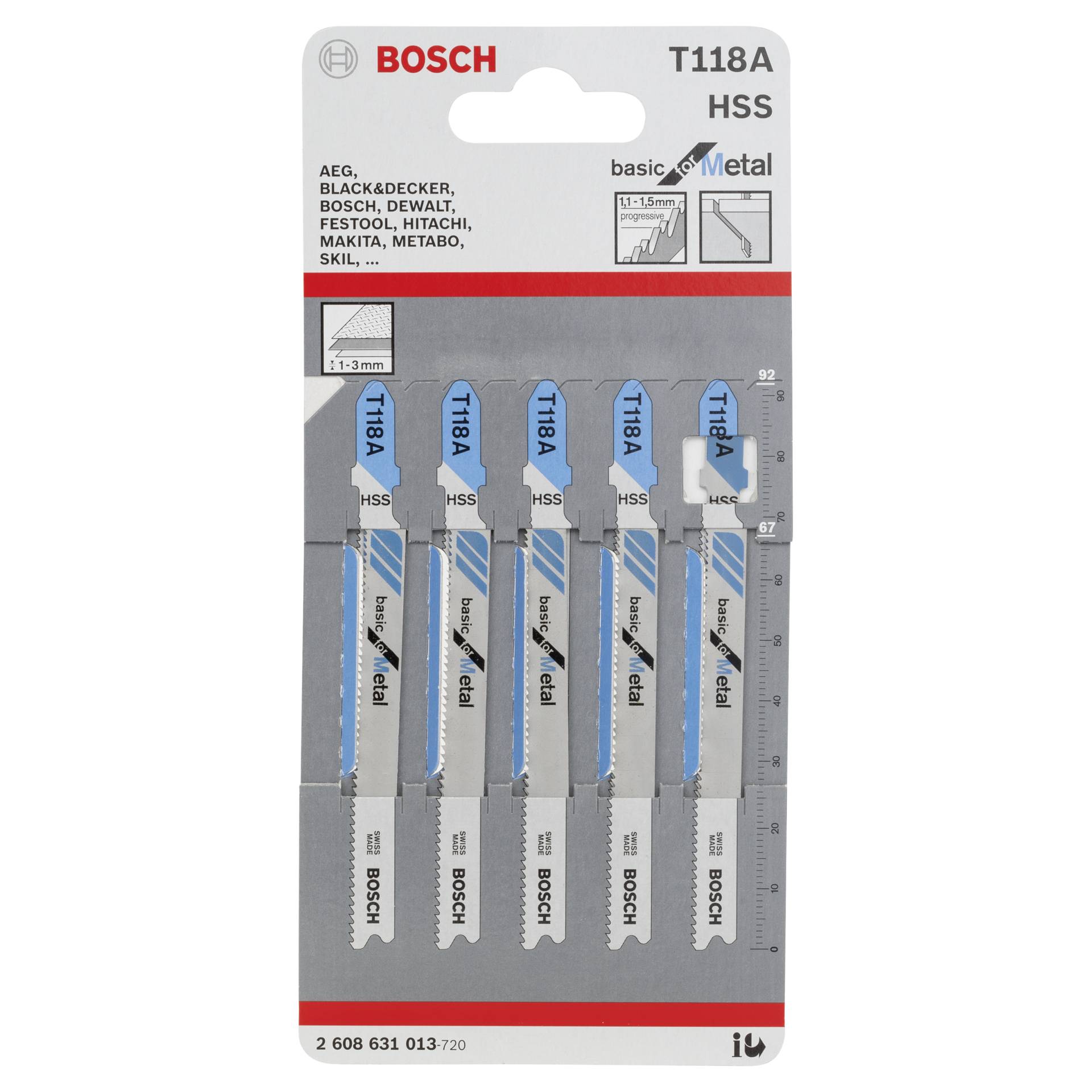 Bosch T 118 A Stichsägeblatt Hochgeschwindigkeitsstahl (HSS) 5 Stück(e)