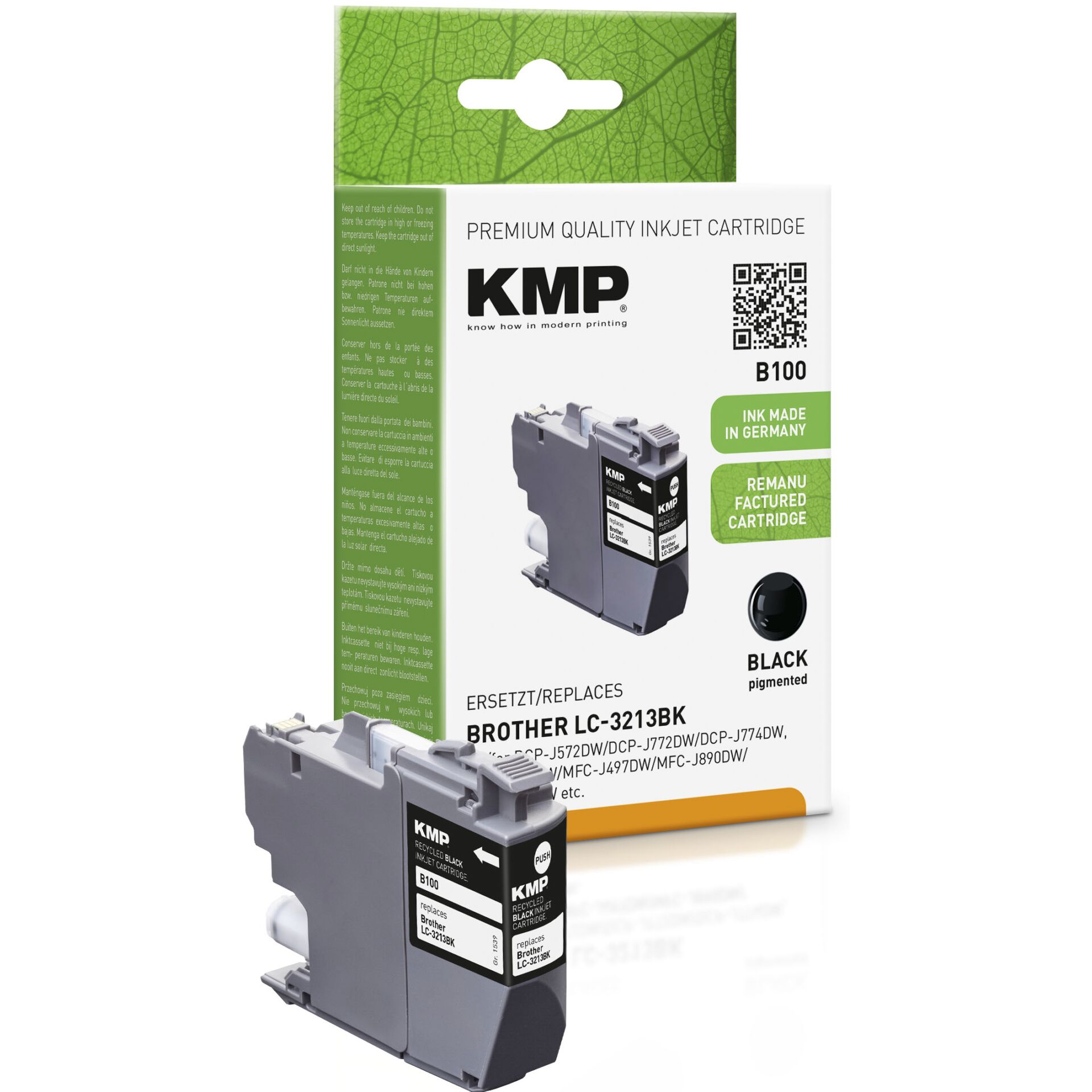 KMP B100 Tintenpatrone schwarz kompatibel mit Brother LC-3213BK