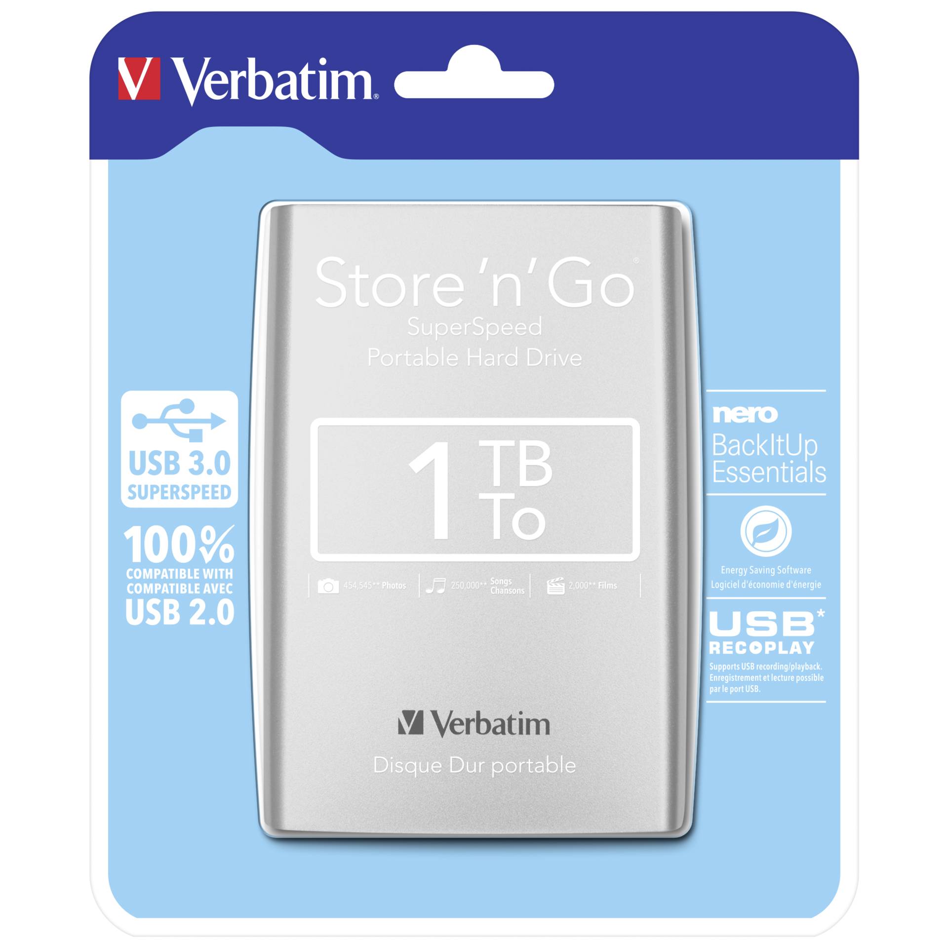 1.0 TB HDD Verbatim Portable Colour Edition USB 3.0 