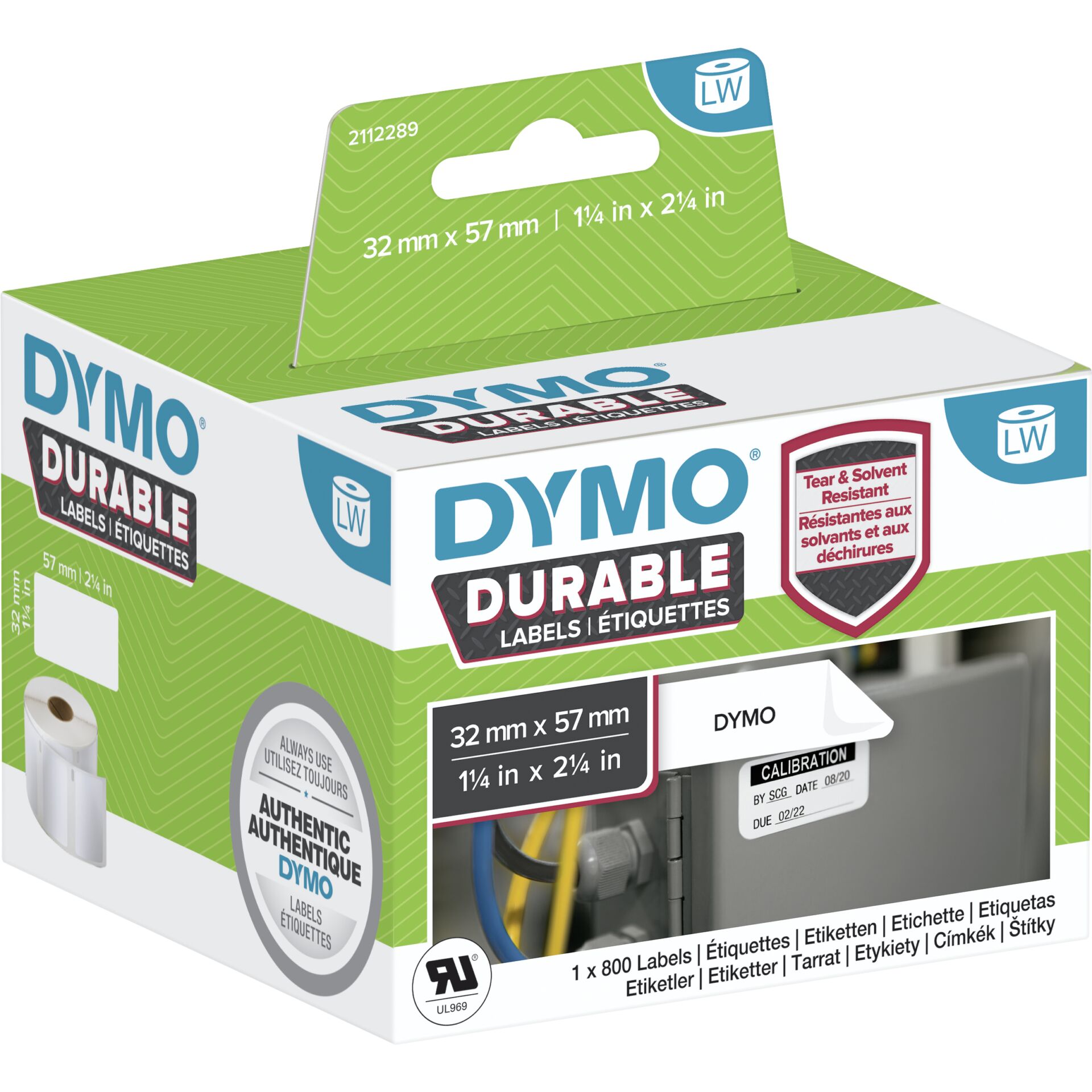 Dymo LabelWriter Hochleistungsetiketten 57x32mm, weiß, 2 Rollen