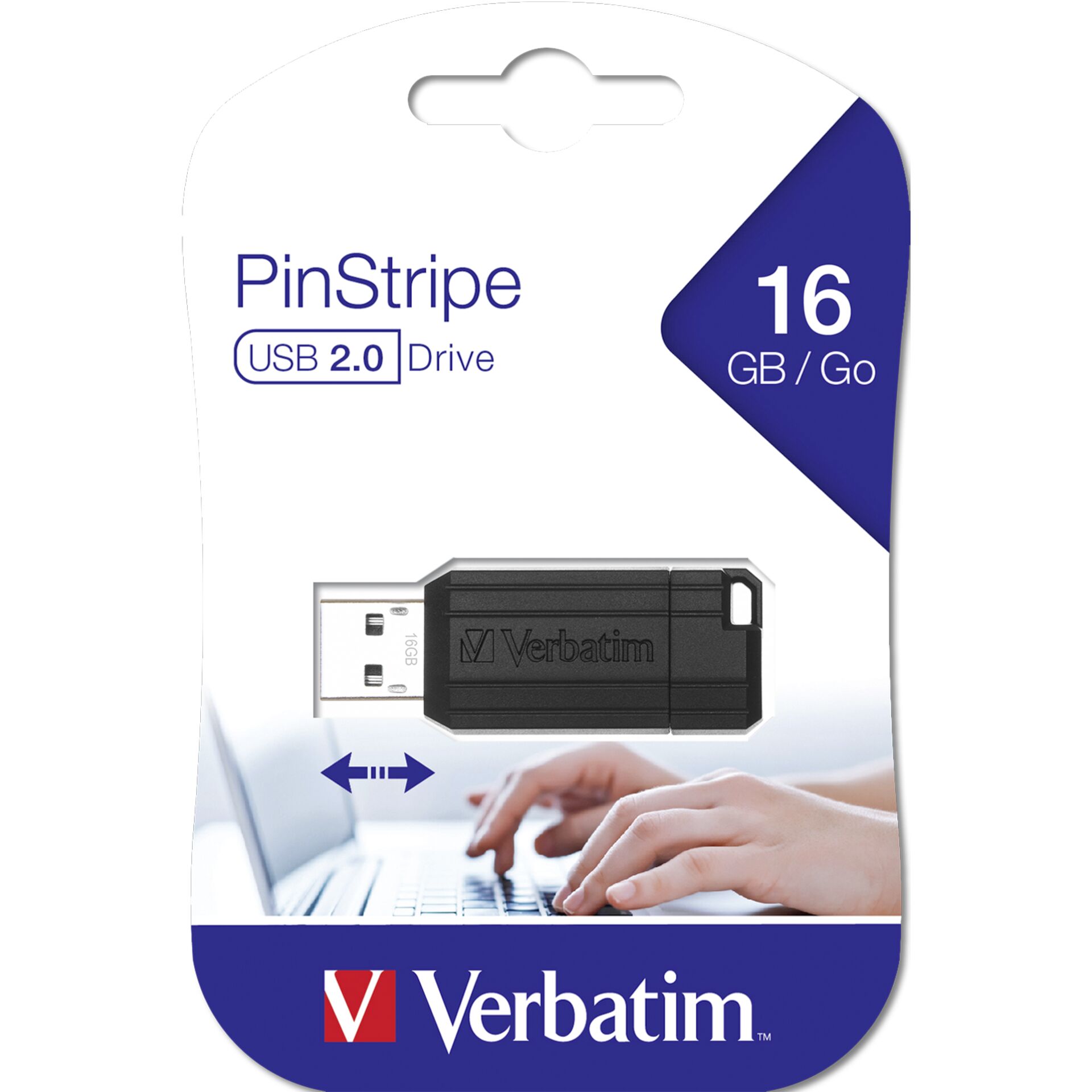 16 GB Verbatim Store  n  Go PinStripe schwarz USB 2.0 Stick Lesen: 16-20MB/s, Schreiben: 9-10MB/s