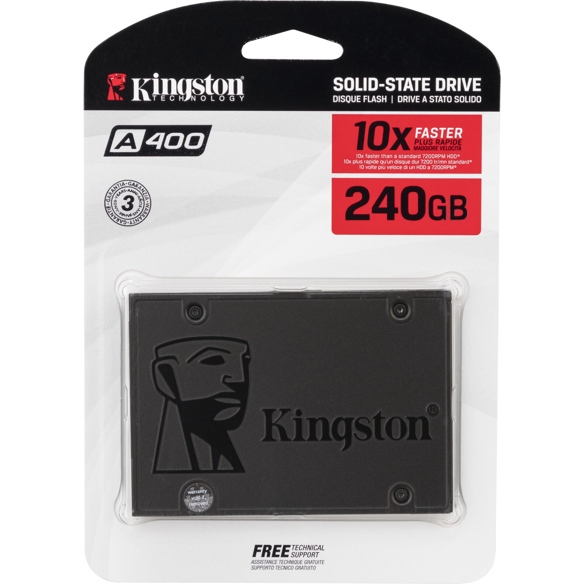 240 GB SSD Kingston A400, SATA 6,4cm / 2.5 Zoll SATA 6Gb/s lesen: 500MB/s, schreiben: 350MB/s, TBW: 80TB