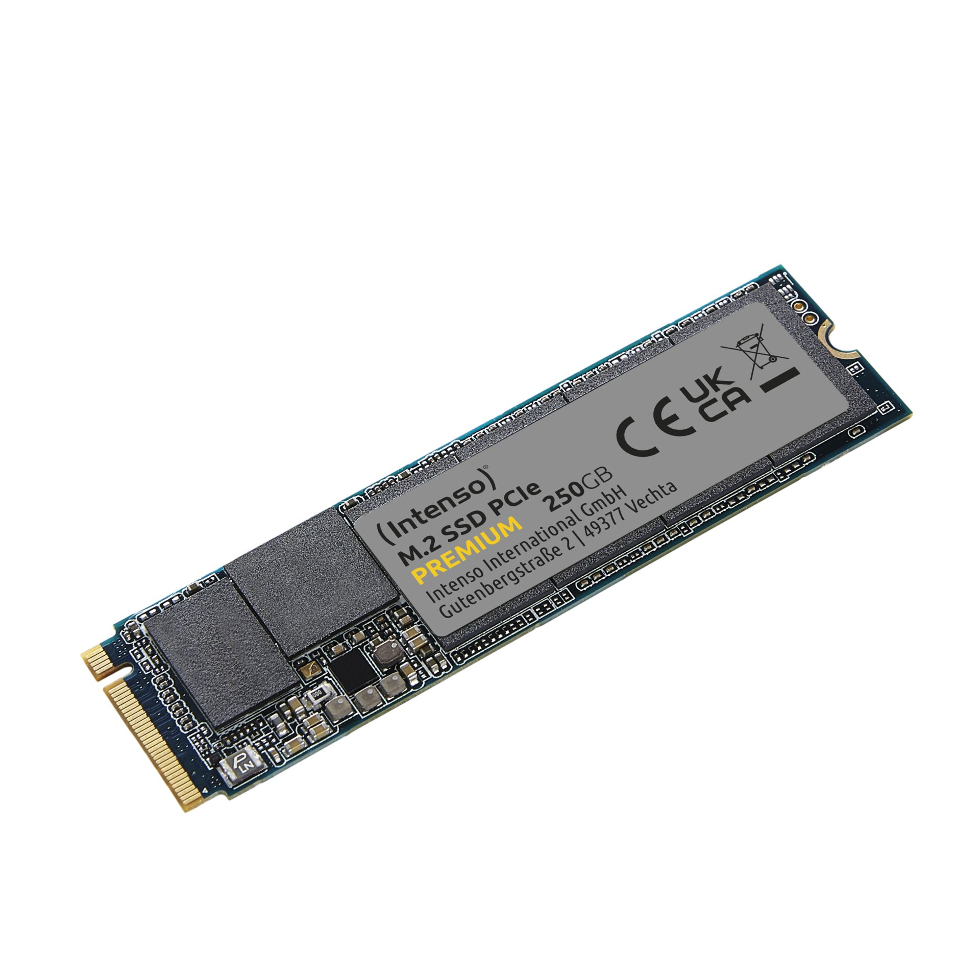 250 GB SSD Intenso PCIe PREMIUM SSD, M.2/M-Key (PCIe 3.0 x4), lesen: 2100MB/s, schreiben: 1100MB/s