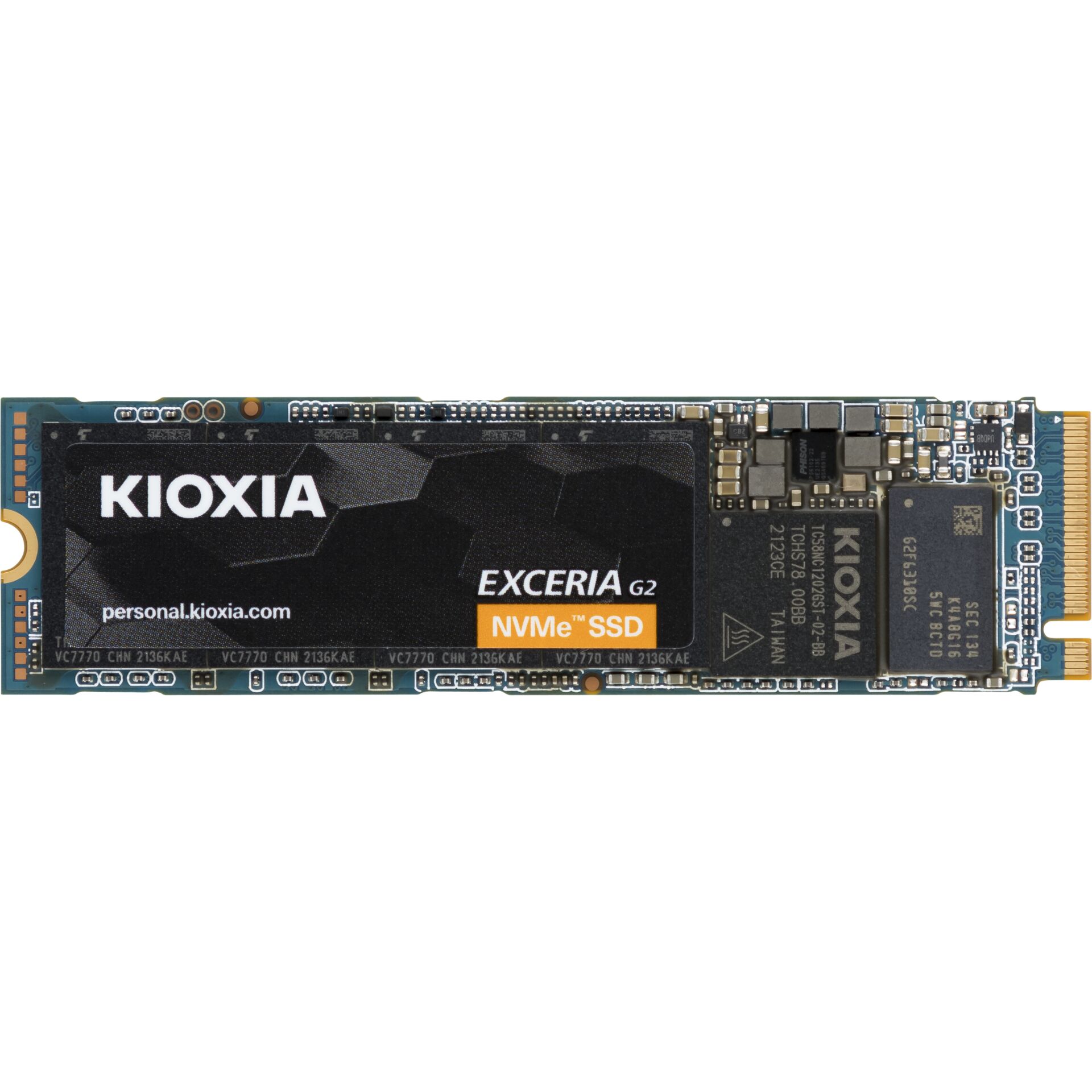1.0 TB SSD KIOXIA EXCERIA G2 SSD, M.2/M-Key (PCIe 3.1a x4), lesen: 2100MB/s, schreiben: 1700MB/s, TBW: 400TB