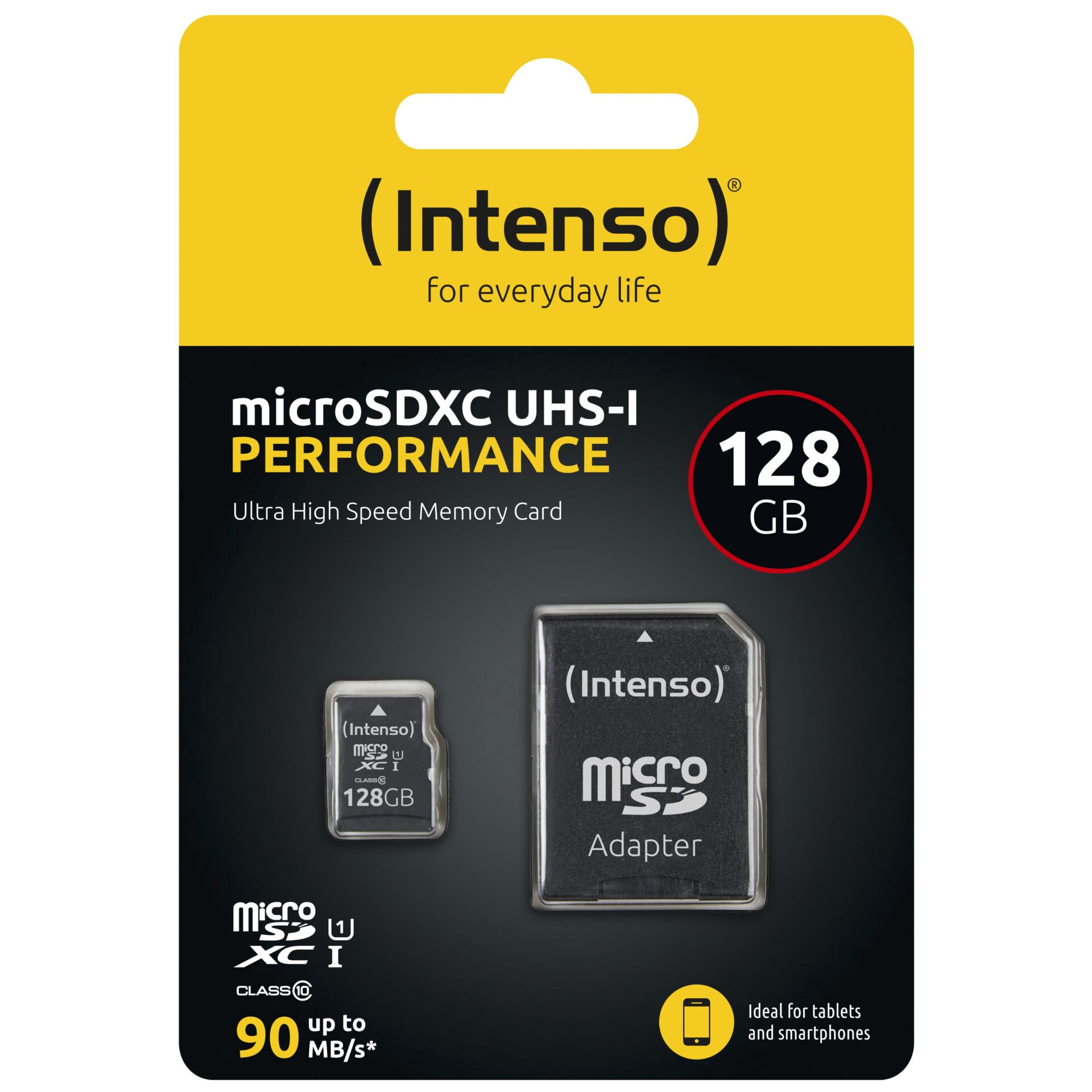 128 GB Intenso Performance microSDXC Kit Speicherkarte, lesen: 90MB/s, schreiben: 10MB/s