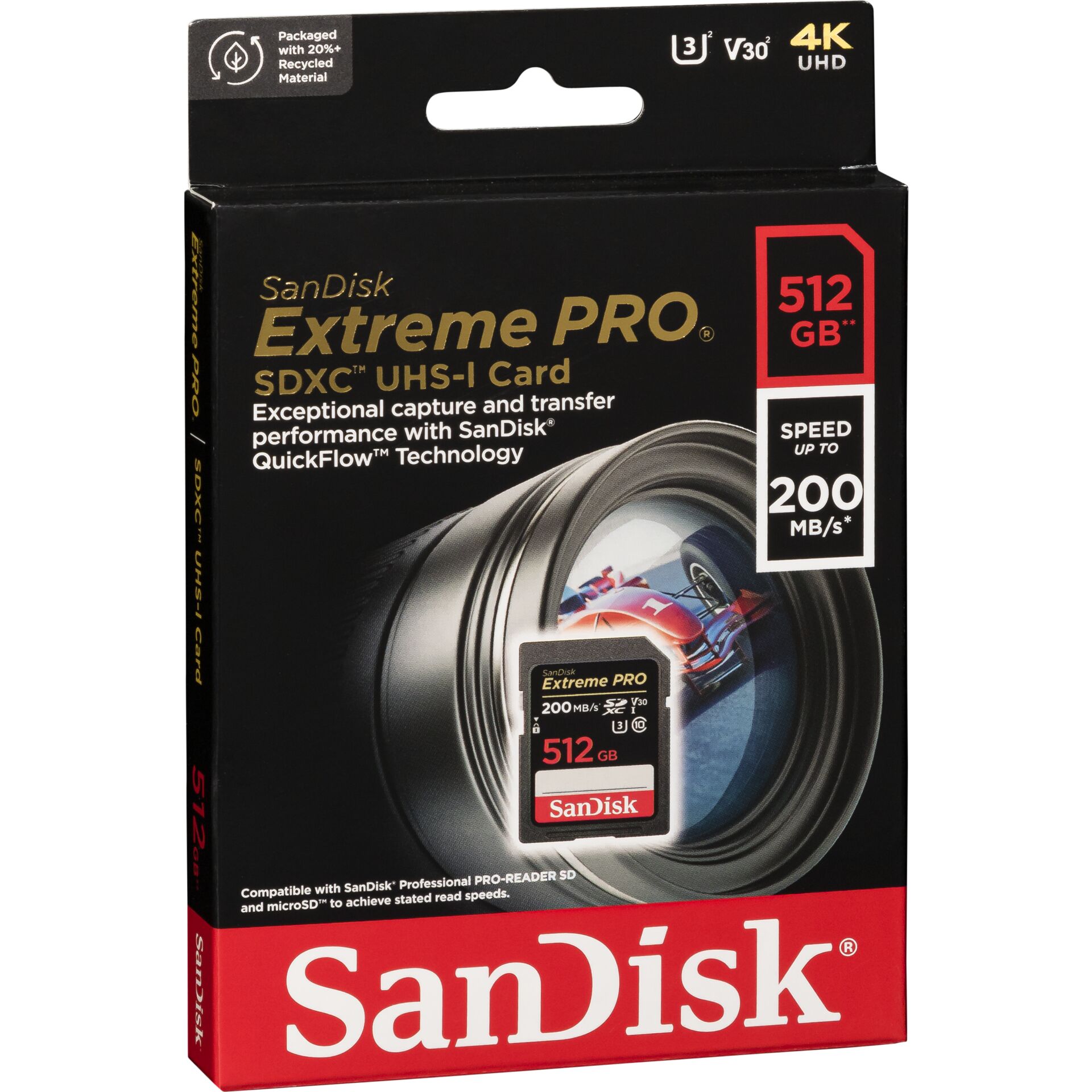 512 GB SanDisk Extreme PRO SDXC Speicherkarte, lesen: 200MB/s, schreiben: 140MB/s