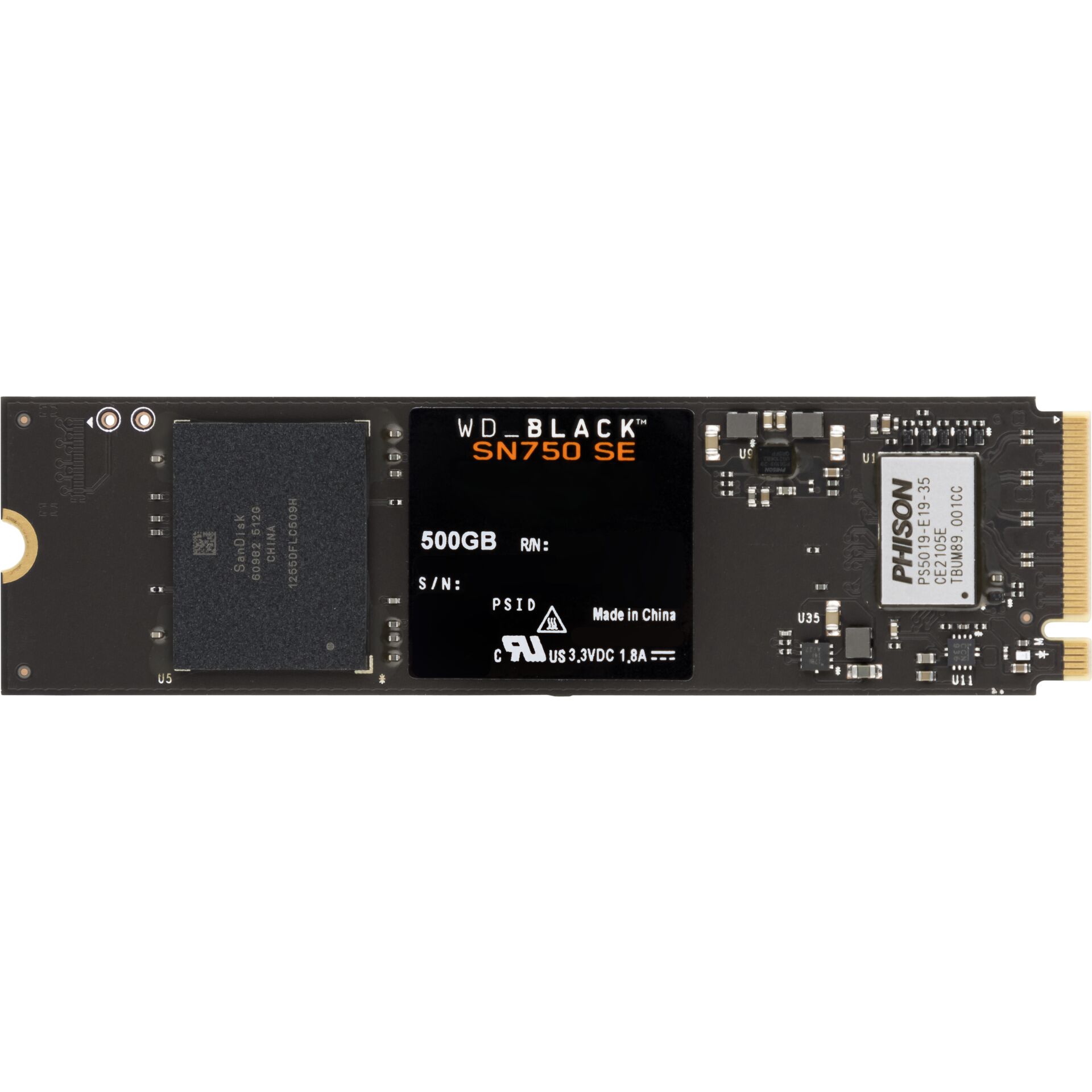 500 GB SSD Western Digital WD_BLACK SN750 SE NVMe, M.2 lesen: 3600MB/s, schreiben: 2000MB/s, TBW: 300TB