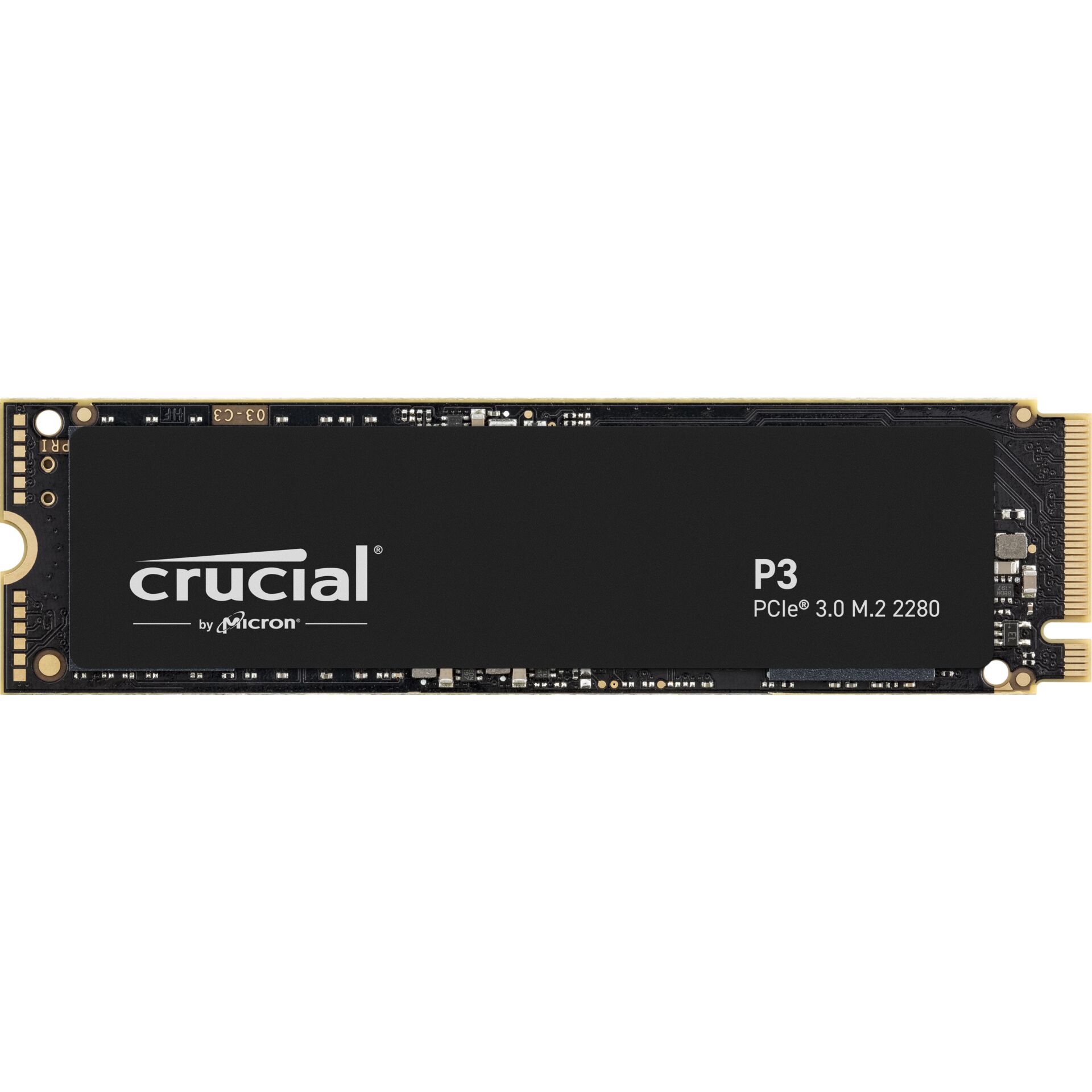 500 GB SSD Crucial P3 SSD, M.2/M-Key (PCIe 3.0 x4), lesen: 3500MB/s, schreiben: 1900MB/s, TBW: 150TB
