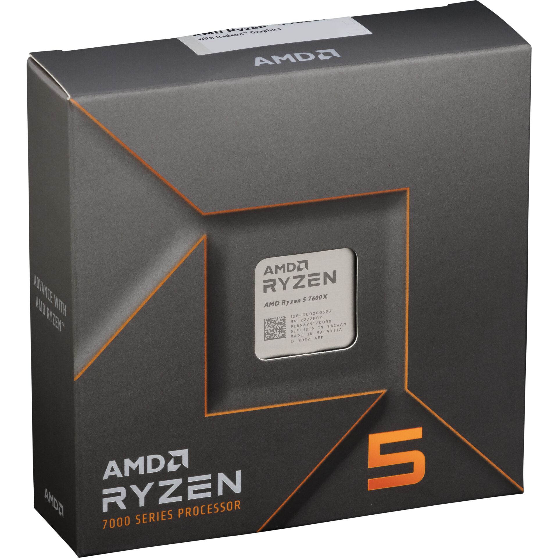 AMD Ryzen 5 7600X, 6C/12T, 4.70-5.30GHz, boxed ohne Kühler, Sockel AMD AM5 (LGA1718), Raphael CPU