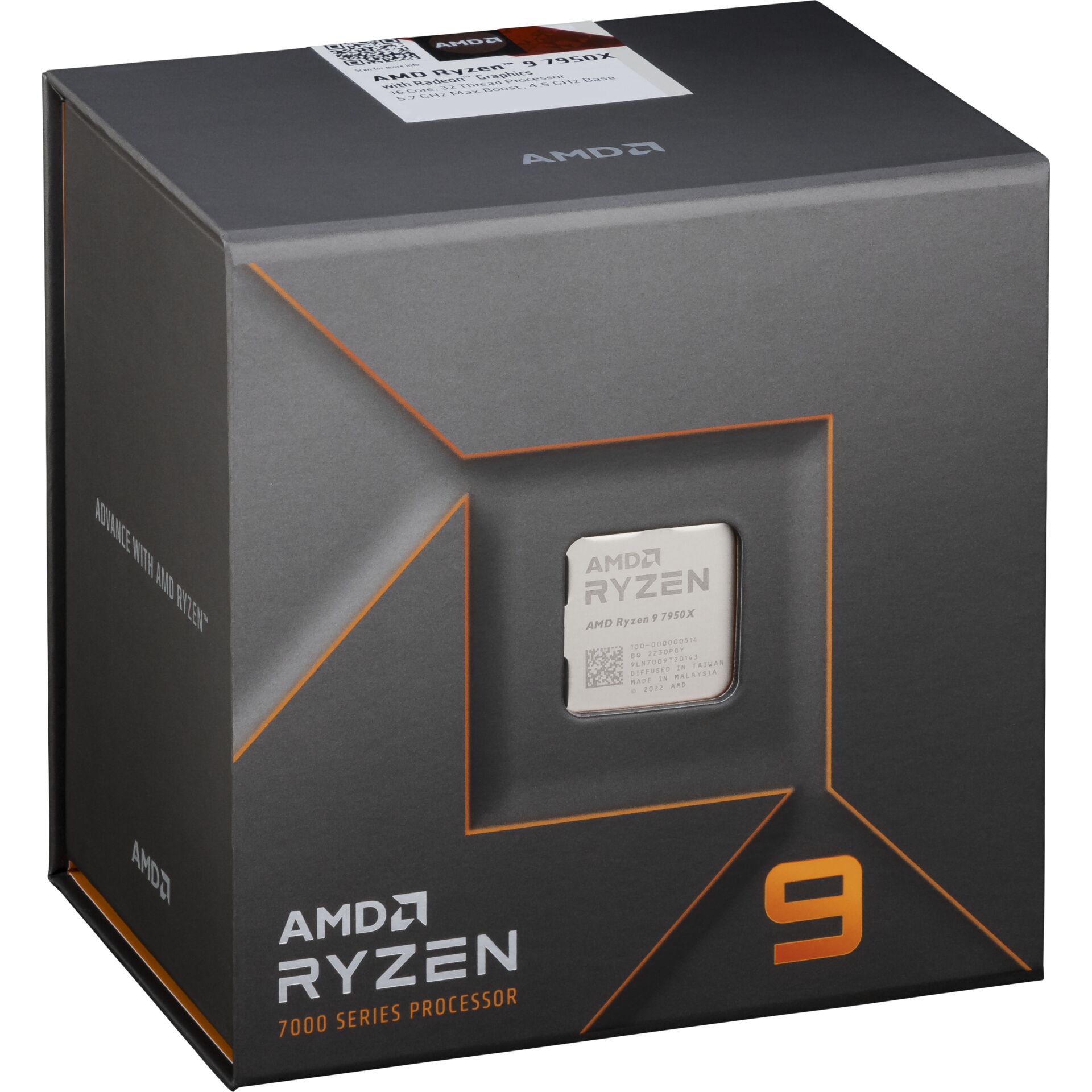 AMD Ryzen 9 7950X, 16C/32T, 4.50-5.70GHz, boxed ohne Kühler, Sockel AMD AM5 (LGA1718), Raphael CPU