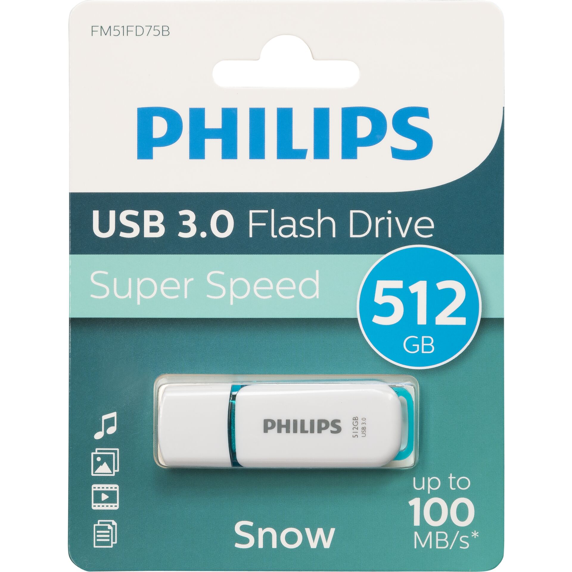 512 GB Philips Snow Edition 3.0 USB-Stick, USB-A 3.0, lesen: 120MB/s, schreiben: 45MB/s