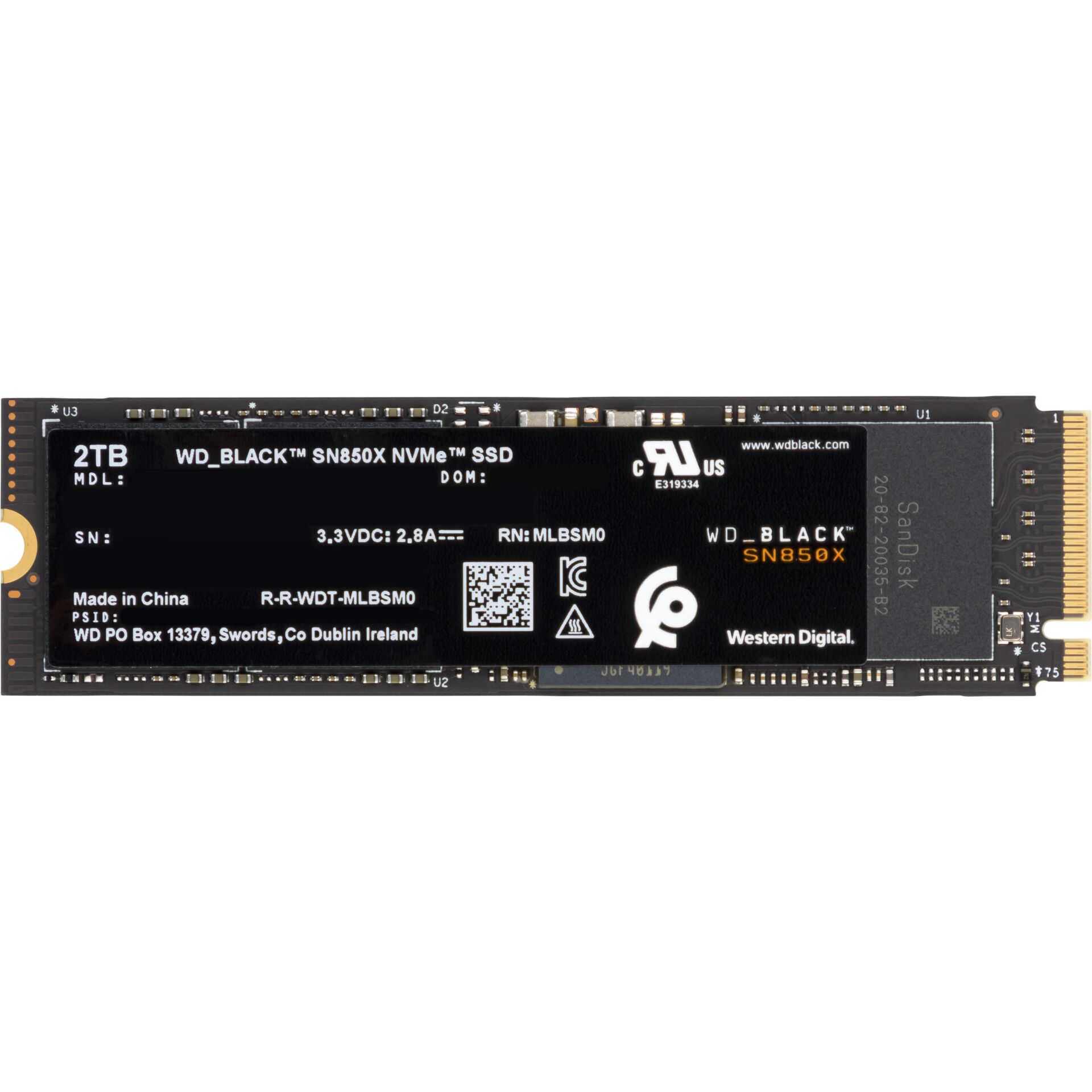 2.0 TB SSD Western Digital WD_BLACK SN850X NVMe SSD, M.2/M-Key (PCIe 4.0 x4), lesen: 7300MB/s, schreiben: 6600MB/