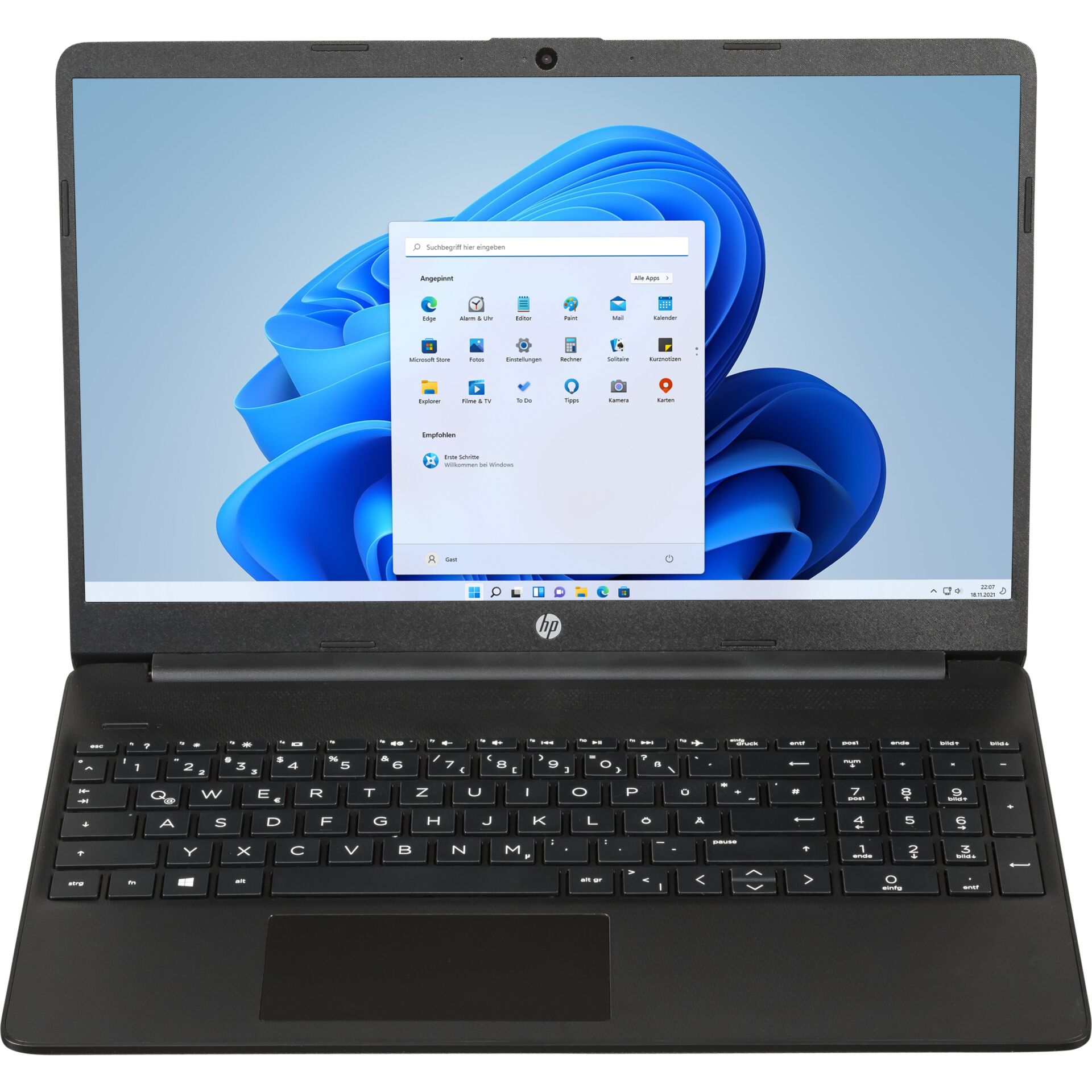 HP 15s-eq2554ng Jet Black Notebook, 15.6 Zoll, Ryzen 5 5500U, 6C/12T, 8GB RAM, 512GB SSD, Windows 11 Home