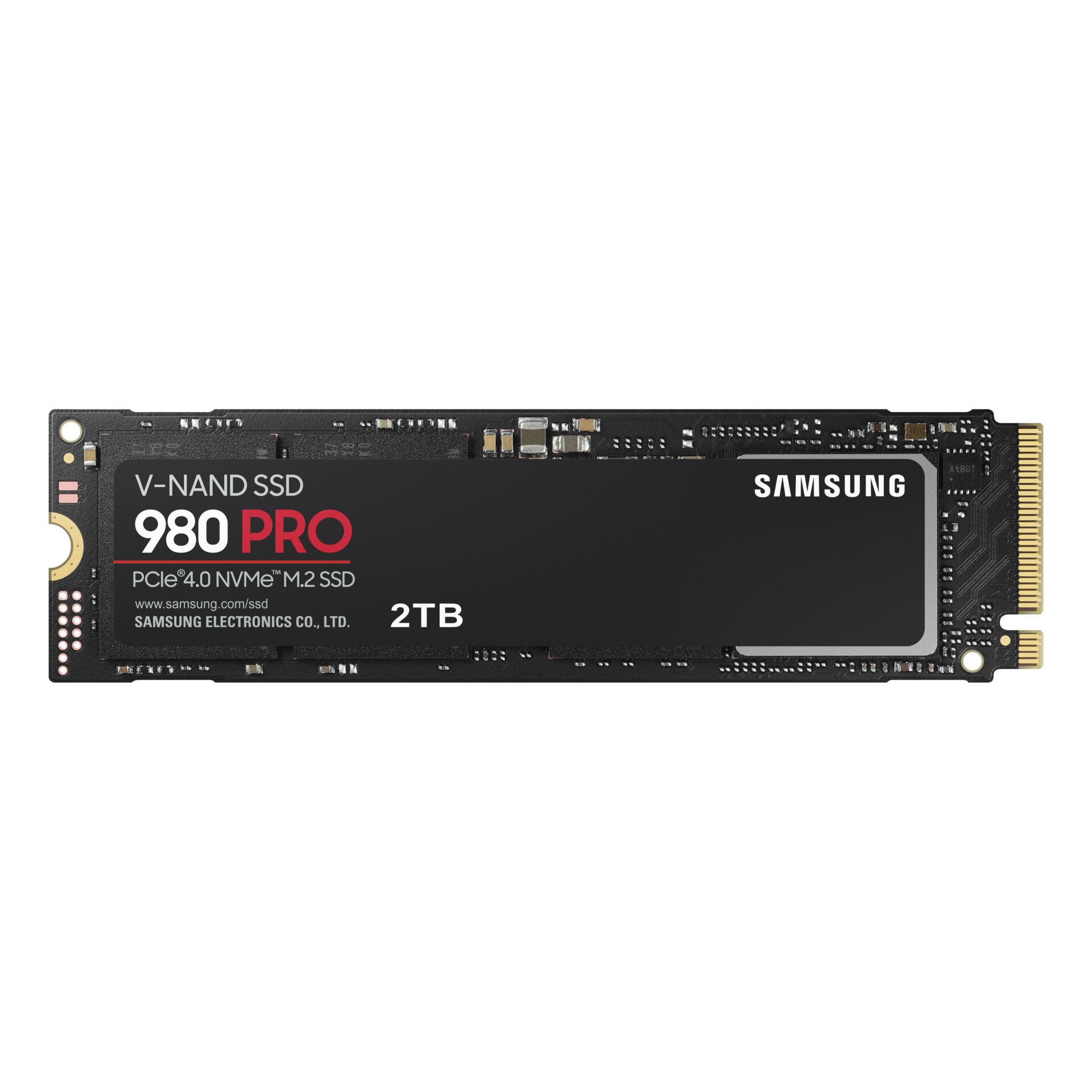2.0 TB SSD Samsung 980 PRO, M.2/M-Key (PCIe 4.0 x4), lesen: 7000MB/s, schreiben: 5100MB/s, TBW: 1.3PB