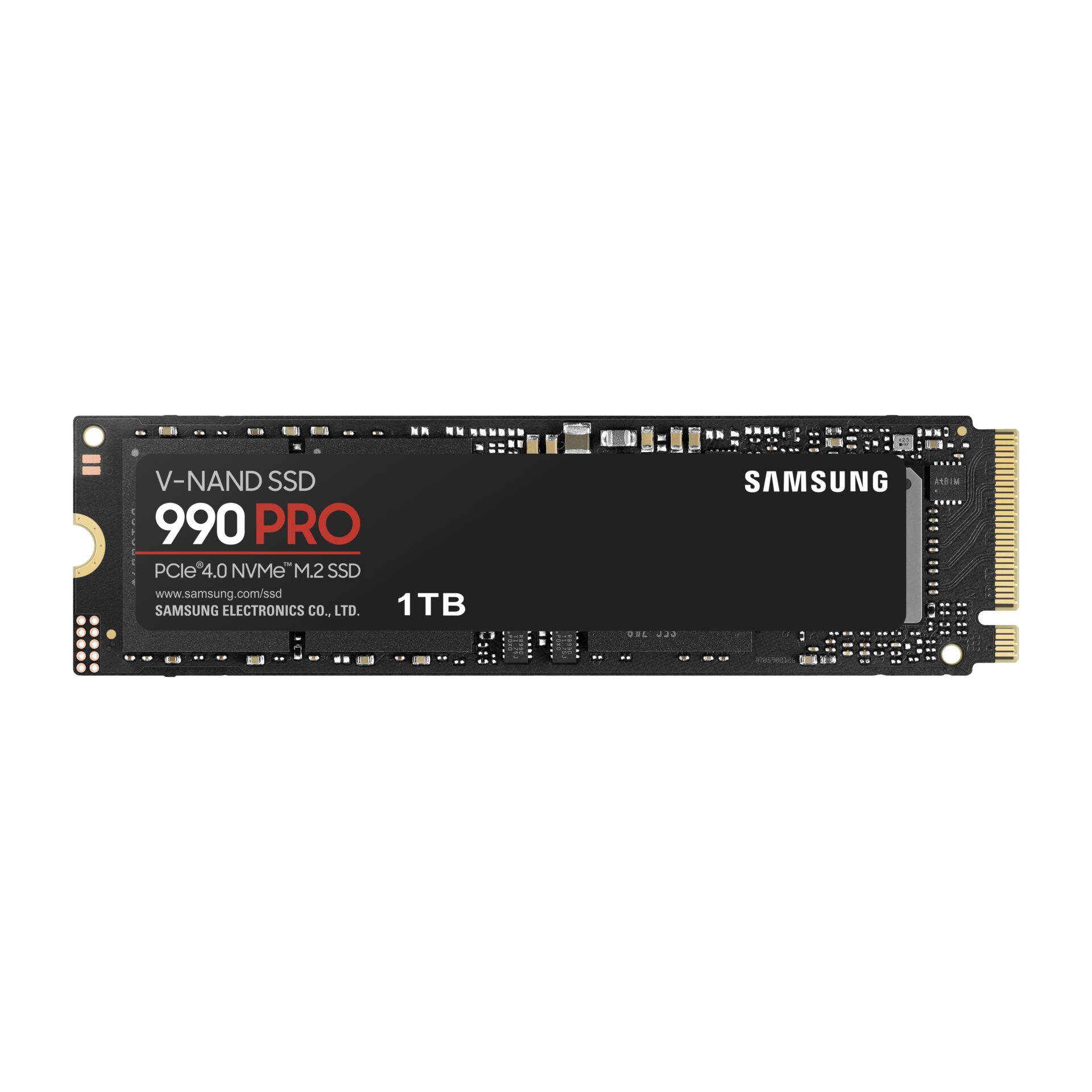 1.0 TB SSD Samsung SSD 990 PRO, M.2/M-Key (PCIe 4.0 x4), lesen: 7450MB/s, schreiben: 6900MB/s SLC-Cached, TBW: 600TB