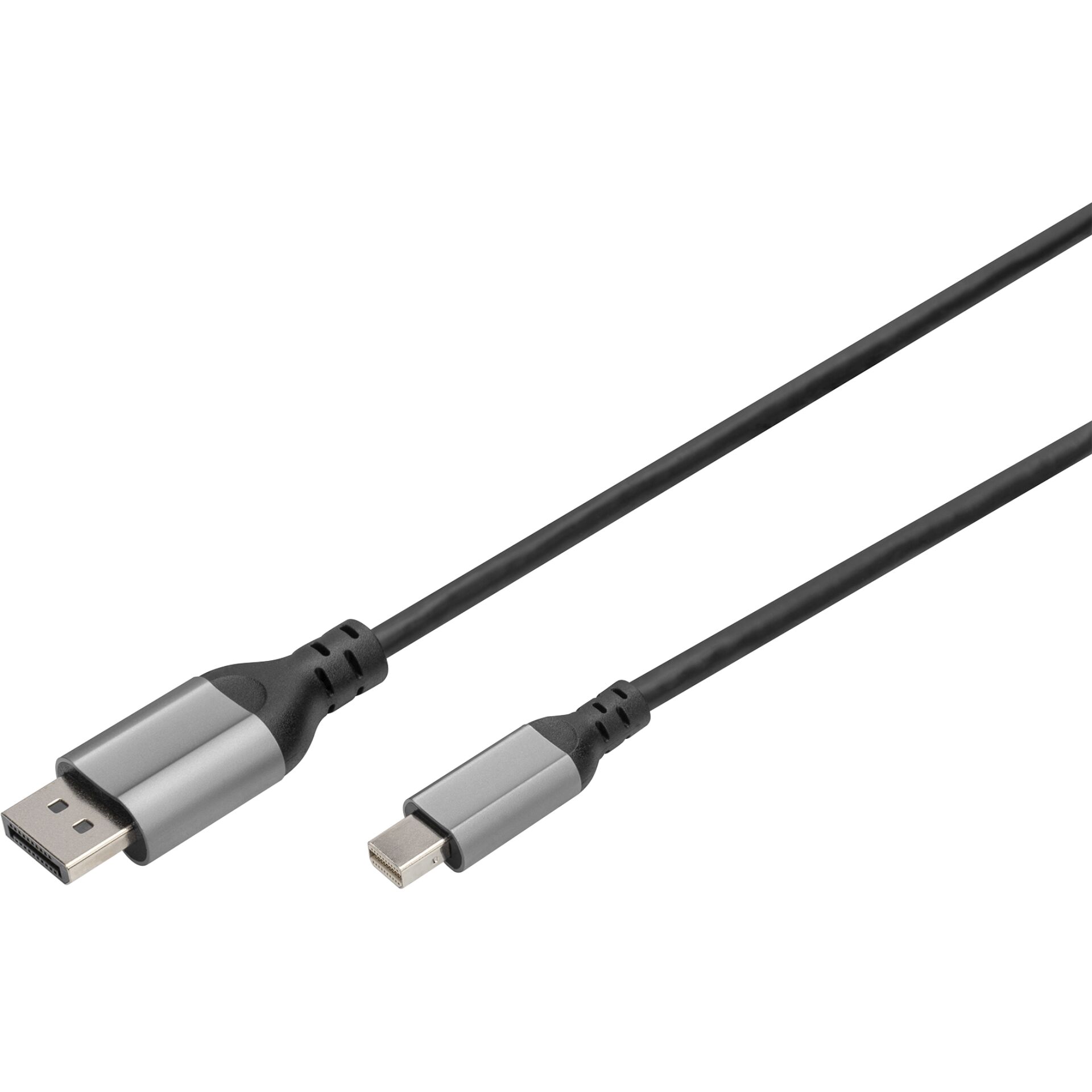DIGITUS 8K DisplayPort Kabel 1.4 60Hz, mini DP/DP, Alu schwarz 2m