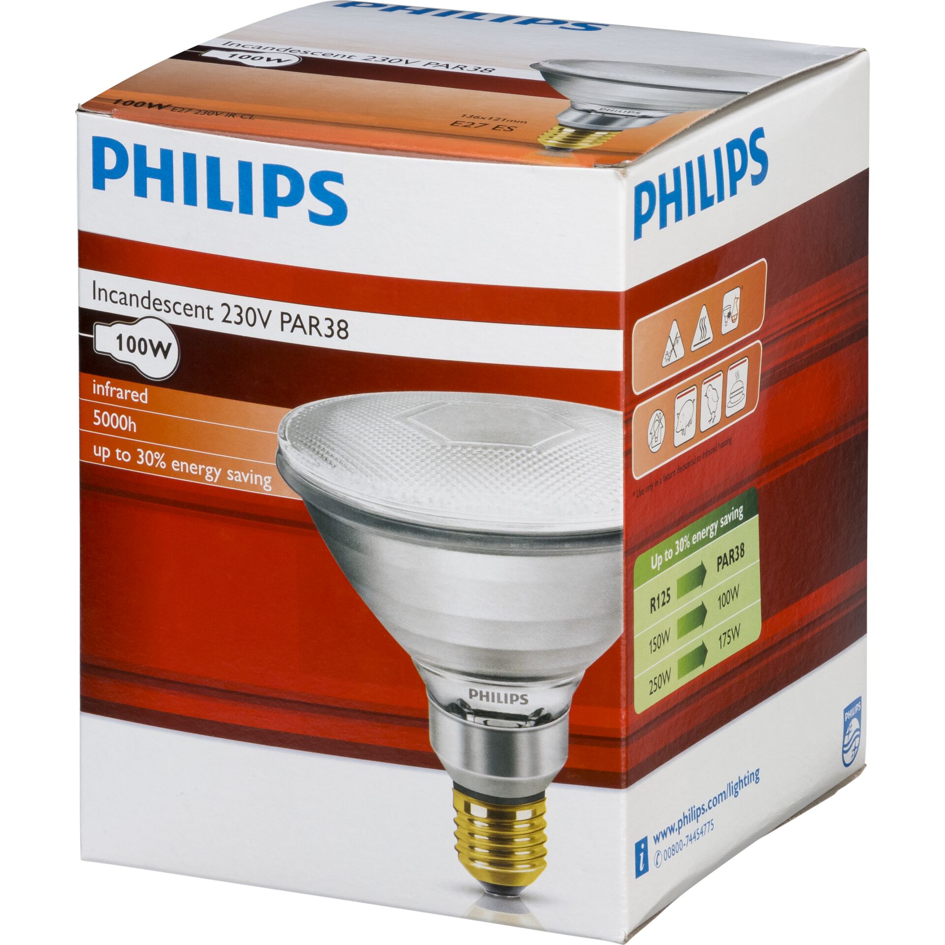 Philips Infrarotlampe PAR38 IR 100W E27 230V CL