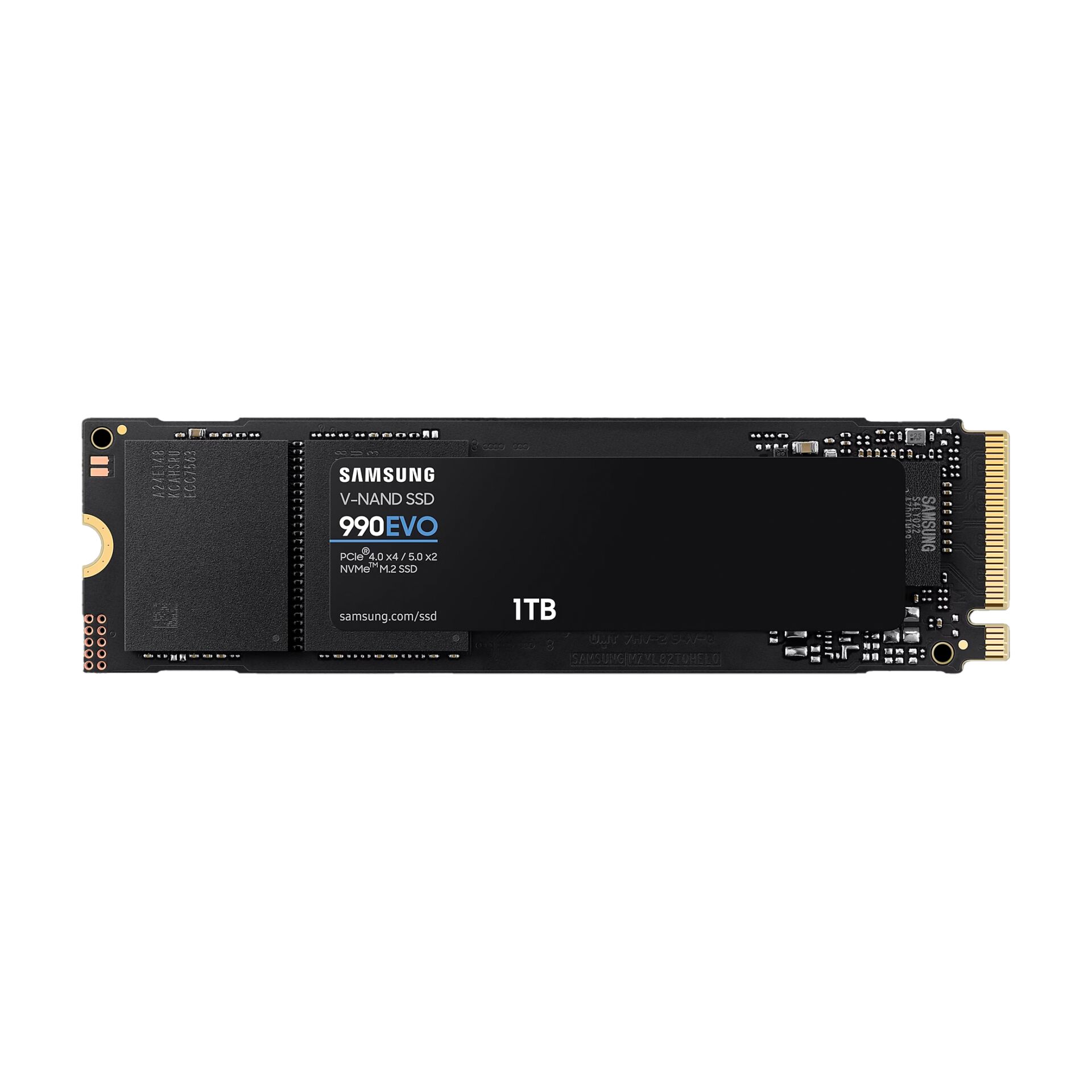 1.0 TB SSD Samsung SSD 990 EVO, M.2/M-Key (PCIe 4.0 x4 oder PCIe 5.0 x2), lesen: 5000MB/s, schreiben: 4200MB/s