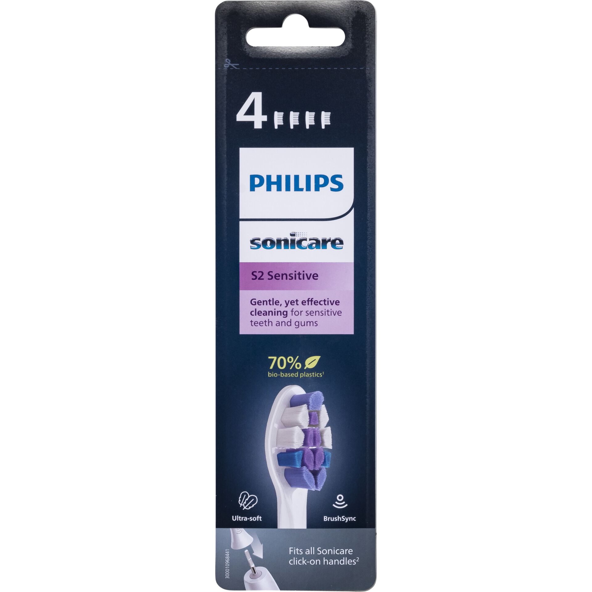 Philips S2 Sensitive HX6054/10 4x Ultra Soft Bürstenköpfe für Schallzahnbürste