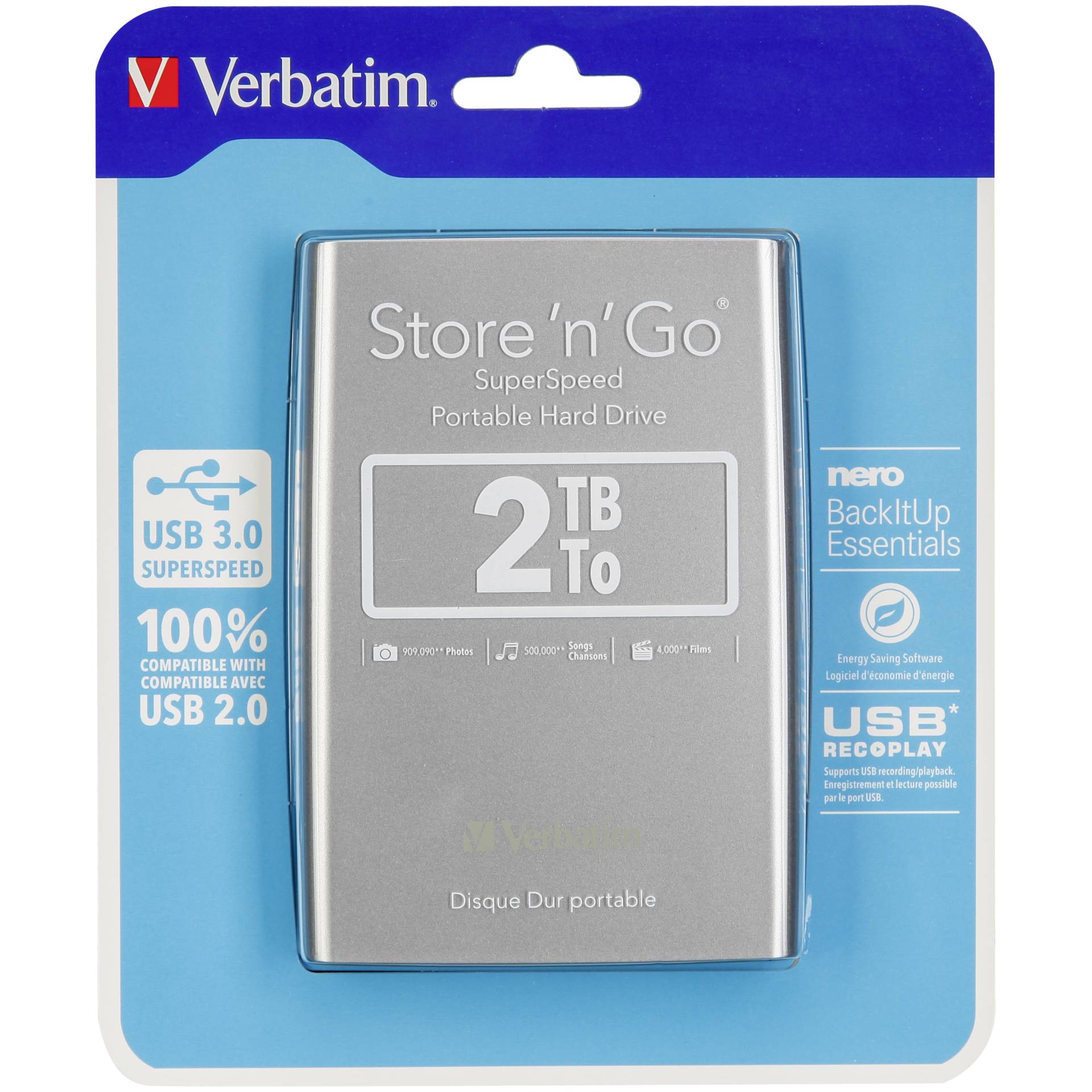 2.0 TB HDD GB Verbatim Store  n  Go Portable USB 3.0 2.5 Zoll / 6.4cm
