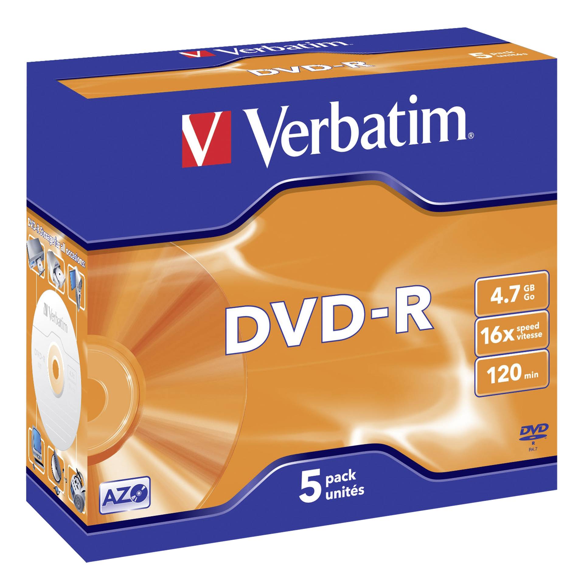 VERBATIM DVD-R 16X 5er Jewelcase DVD-Rohlinge 
