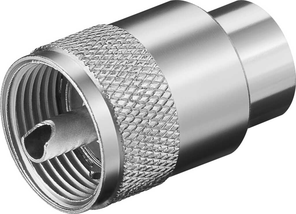 Goobay UHF-Stecker, 75 Ohm, 10 mm, RG 213/U-Kabel, Metallgehäuse, silber