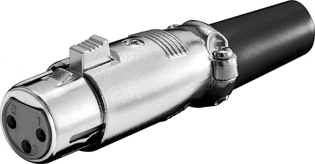Goobay Mikrofonkupplung, XLR-Buchse (3-Pin) mit vergoldeten Kontakten, Verriegelung und geschraubter Zugentlastung