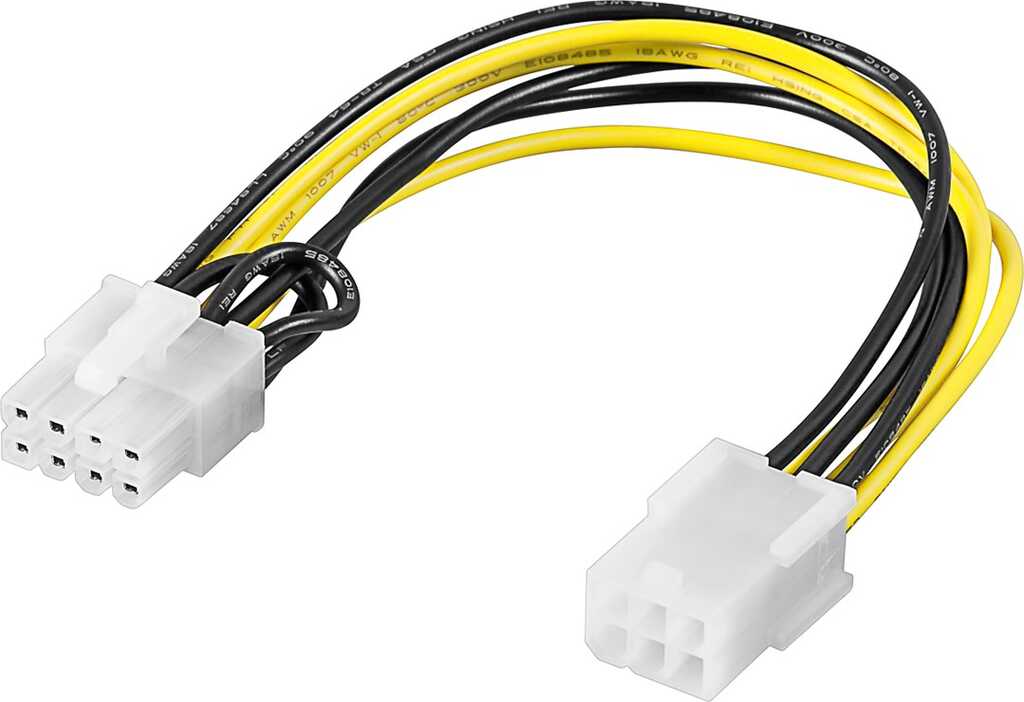 0,2m Goobay PC Grafikkarten Stromkabel/Stromadapter, PCI-E/PCI Express, 6 Pin zu 8 Pin PCIe-Buchse (6-Pin) > PCIe-Stecker (8-Pin)