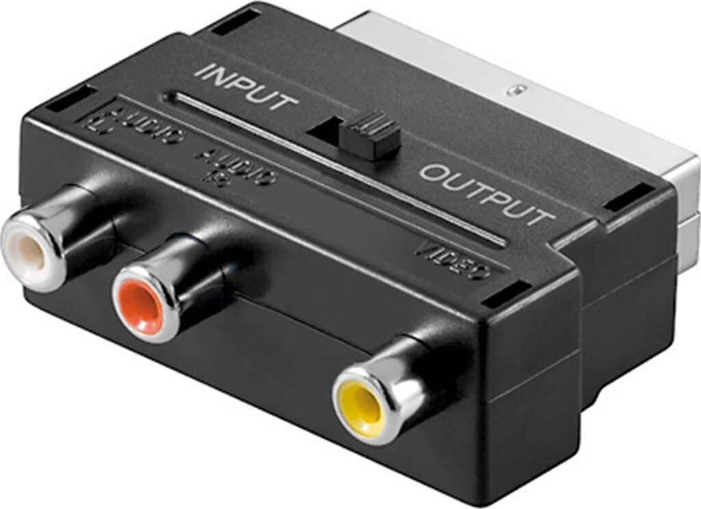 Goobay Scart zu Composite Audio Video Adapter, IN/OUT Scart-Stecker (21-Pin) > 3x Cinch-Buchse