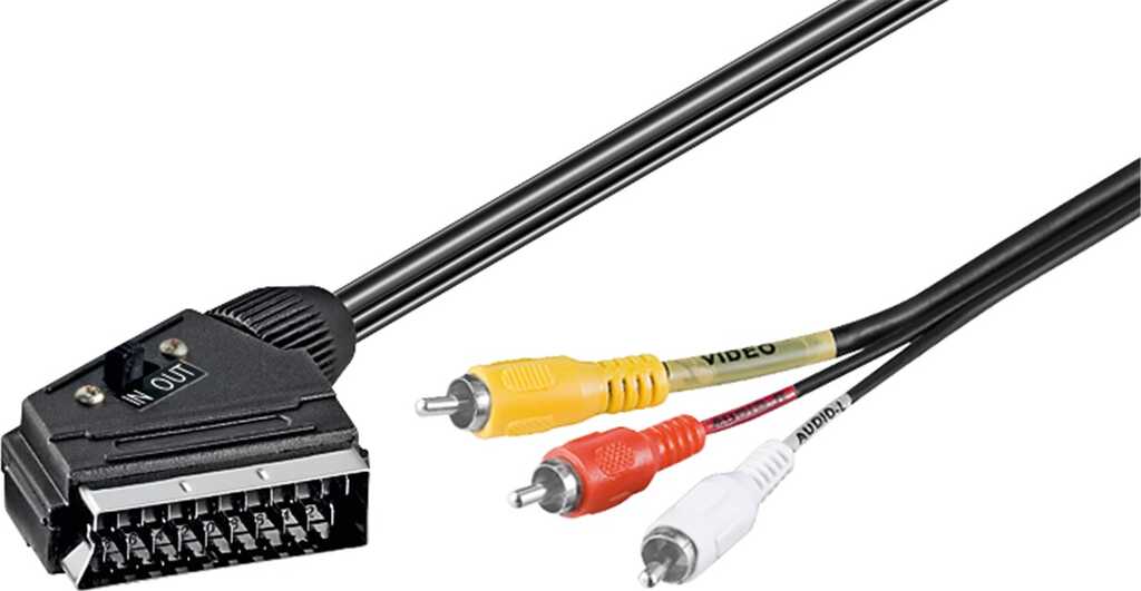 Goobay Adapterkabel, Scart zu Composite Audio Video, IN/OUT Scart-Stecker (21-Pin) > 3x Cinch-Stecker