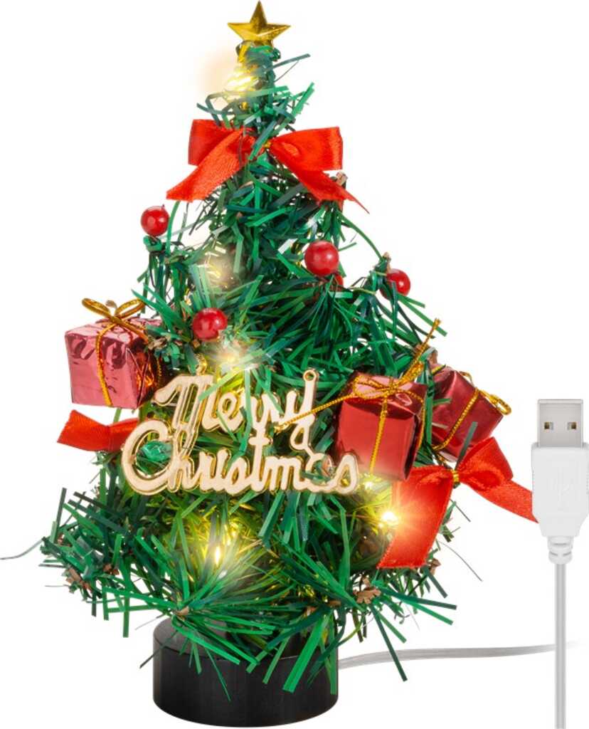 LED-Mini-Weihnachtsbaum, Warmweiß, USB für Schreibtisch, PKW, LKW, Fensterbank...