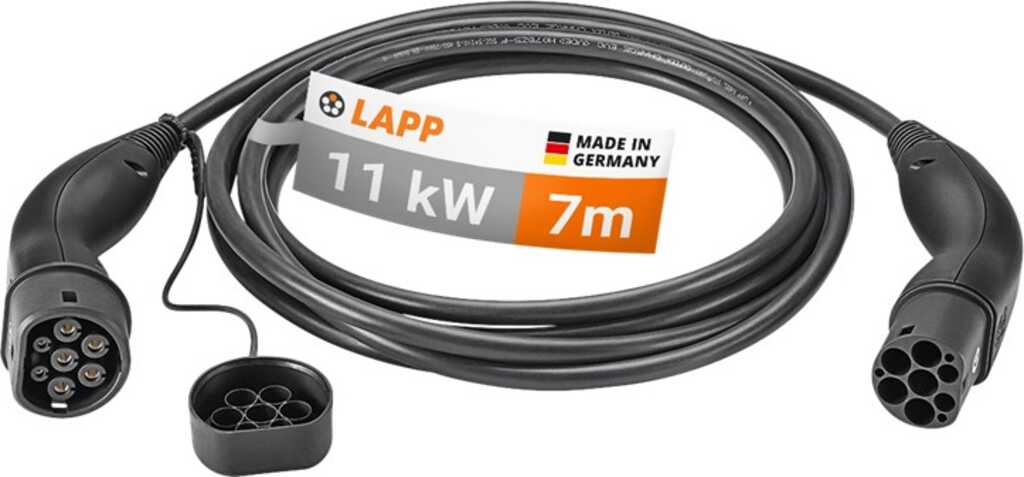 LAPP Ladekabel Typ 2, bis zu 11 kW, 7m, schwarz 20 A, 3-phasig, zum Laden von Hybrid- und Elektroautos