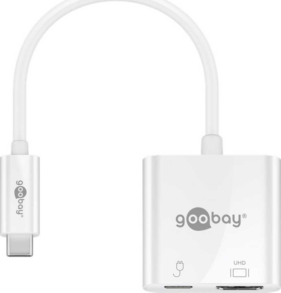 goobay USB-C auf HDMI 4k60Hz, PD, weiß erweitert ein USB-C Gerät um einen HDMI-Anschluss