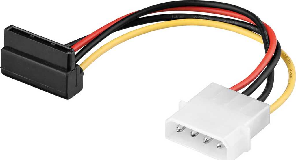 Goobay PC-Stromkabel/Stromadapter, 5.25-Stecker zu SATA 90 SATA Standard Stecker 90 > HDD/5,25 Zoll-Stecker (4-Pin)