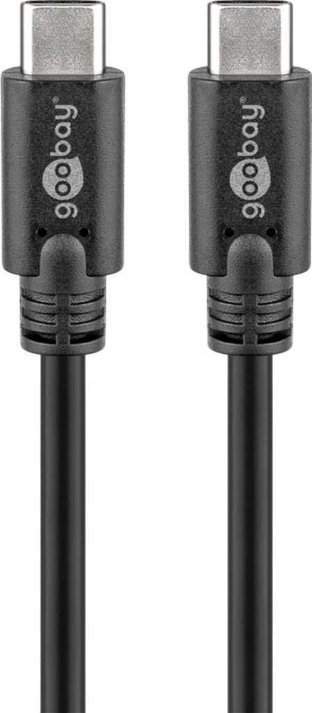 2m USB 3.2-Kabel Gen 1, Typ-C auf Typ-C stecker/ stecker (5 Gbit/s/ 60 W), Sync & Charge, goobay, schwarz