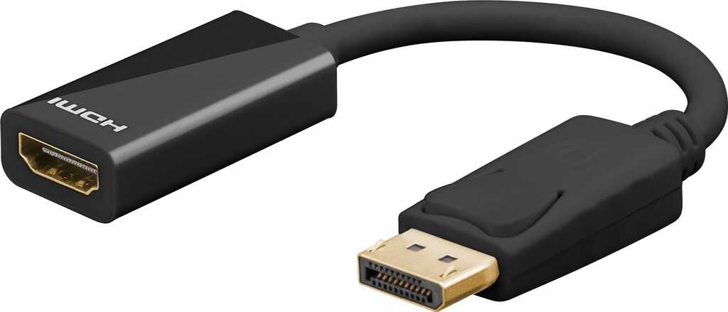0,1m Adapterkabel Displayport 1.2 zu HDMI stecker/ buchse für 8k/30Hz schwarz goobay